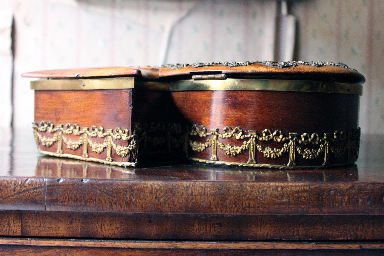 Unusual Mahogany and Brass Sewing Box Formed as a Clover, circa 1830 3