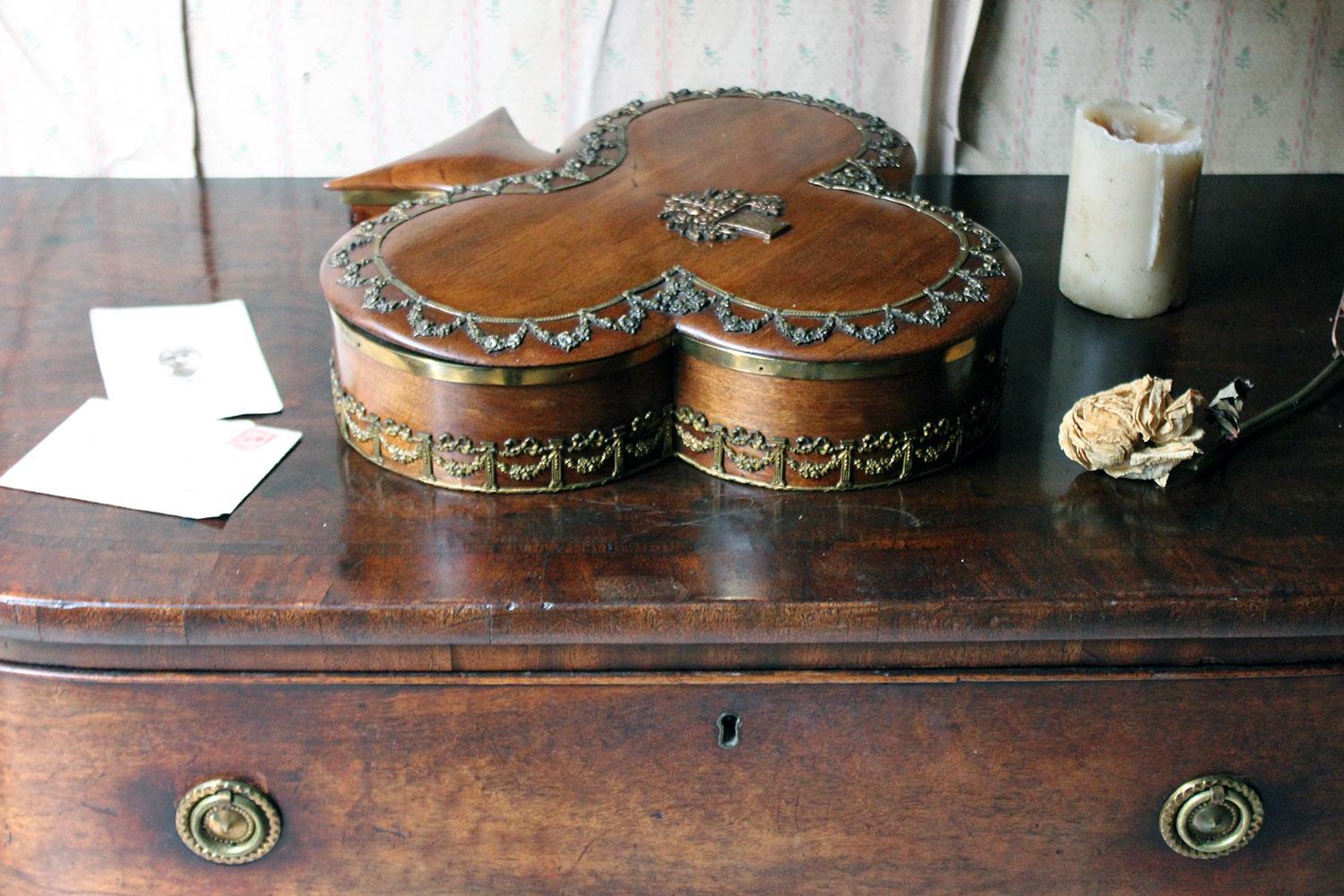 Unusual Mahogany and Brass Sewing Box Formed as a Clover, circa 1830 11