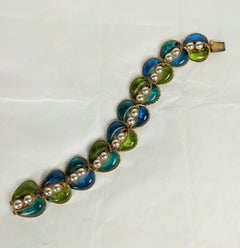 Bracelet insolite Maison Gripoix en feuilles et fausses perles