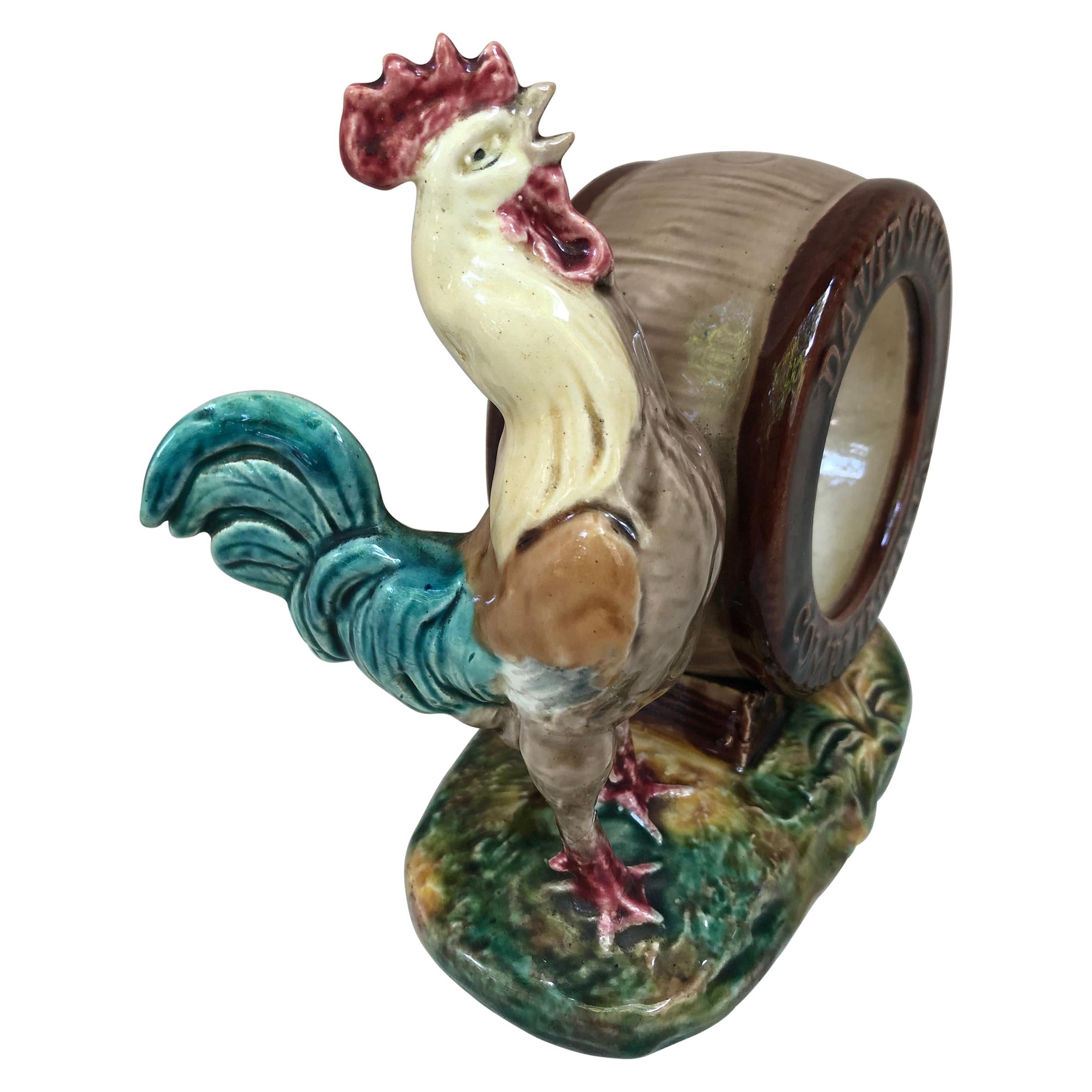 Unusual Majolica Rooster Frame George Dreyfus, Circa 1890 For Sale