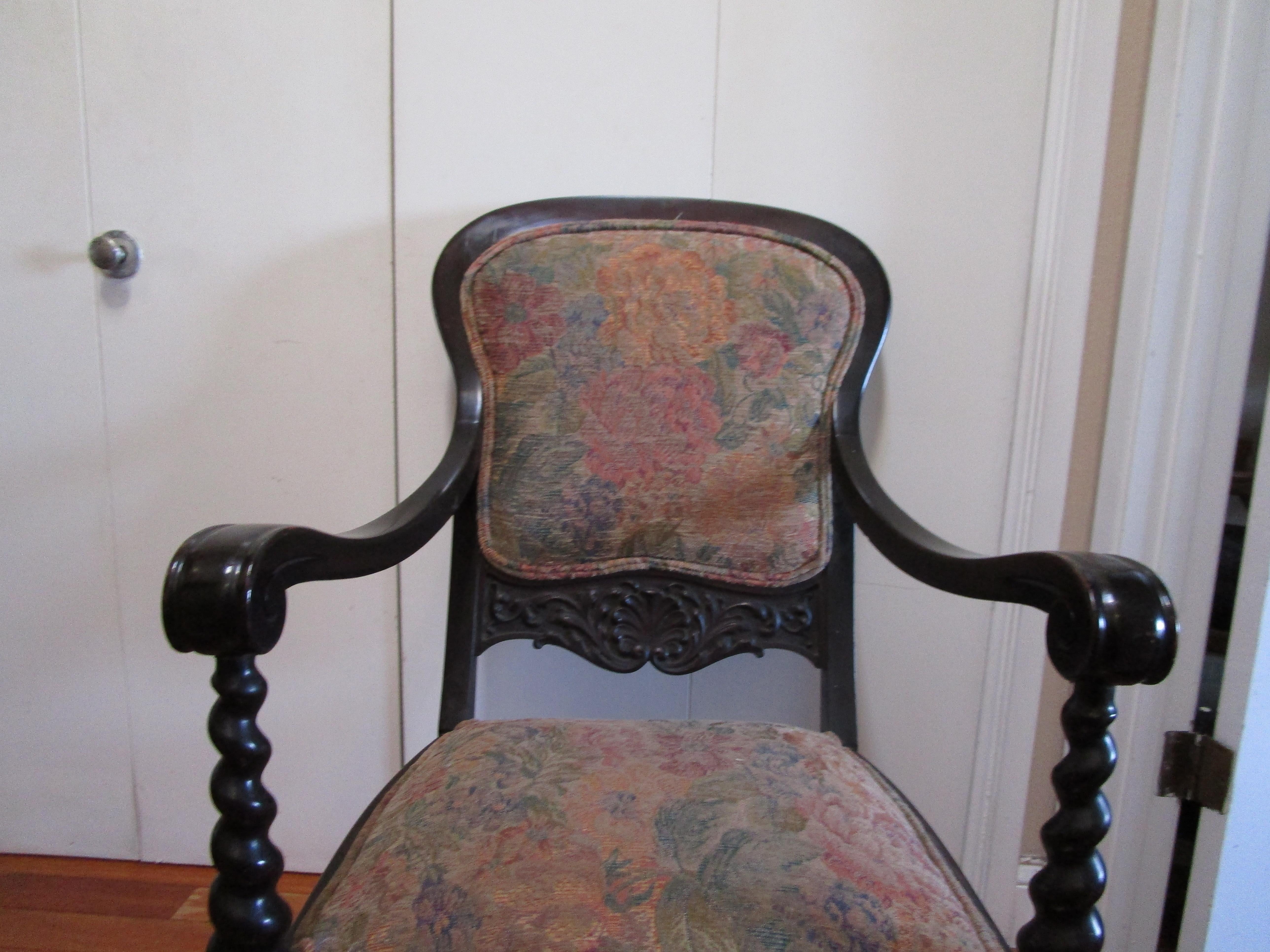 English Unusual Mannerist Revival 19th Century Turned Wood Armchair