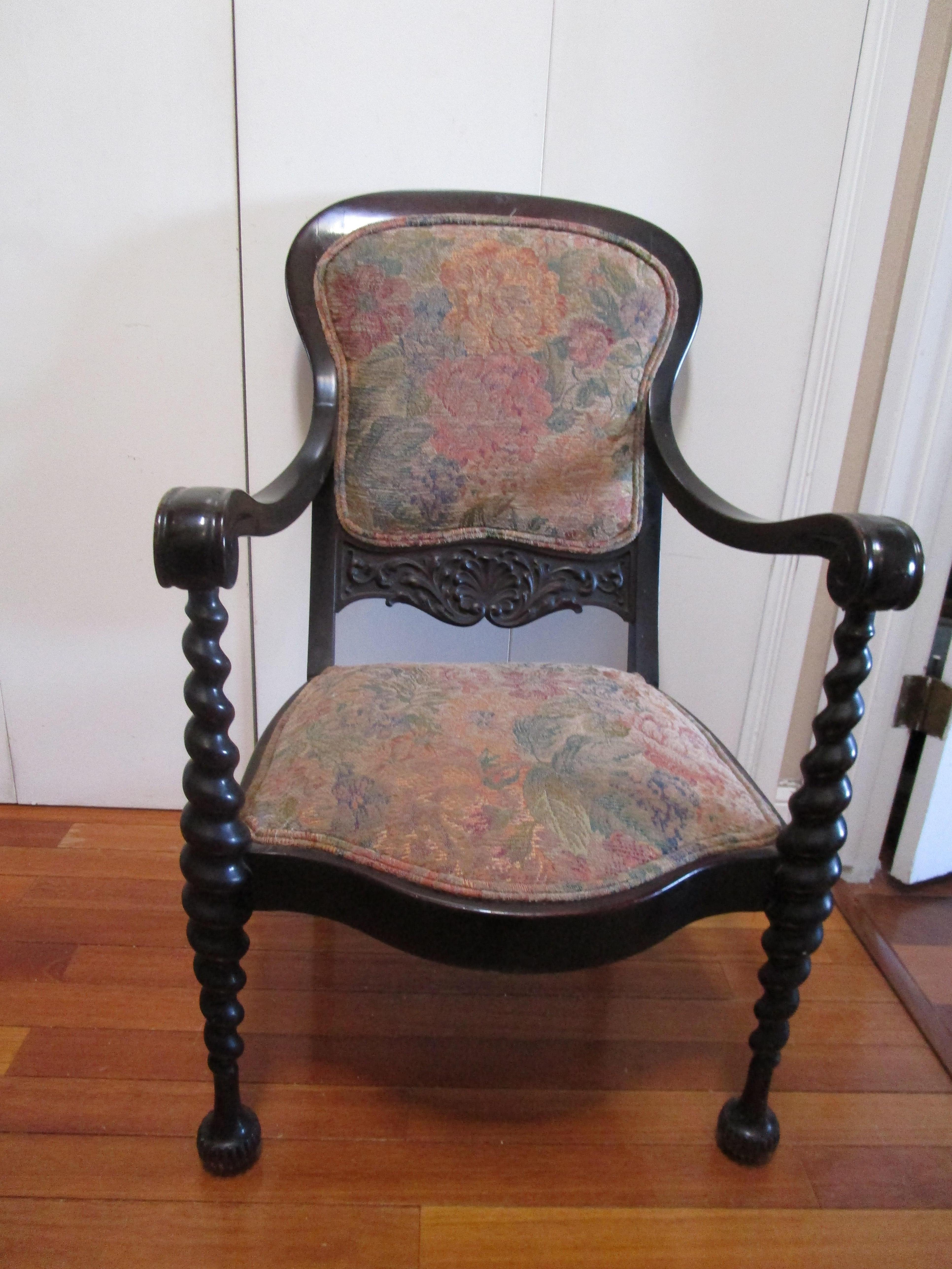 Unusual Mannerist Revival 19th Century Turned Wood Armchair 1