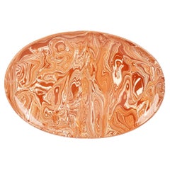 Unusual Marble Patterned Slip Glazed Terracotta Serving Dish