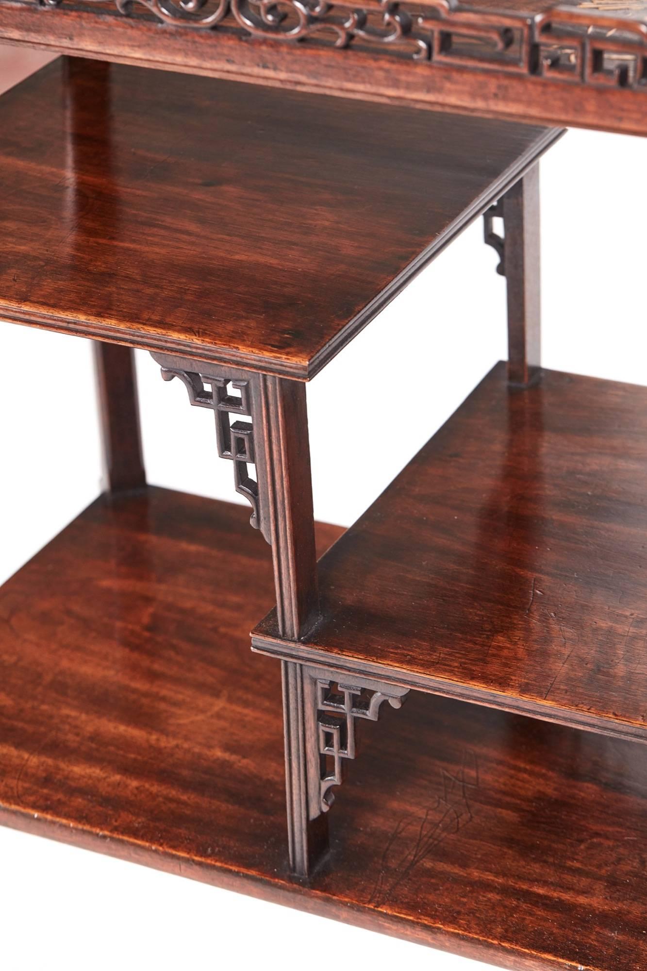 Unusual Meiji Period Oriental Hardwood Inlaid Table / Stand 2