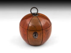 Unusual Melon Treen Tea Caddy 19th Century