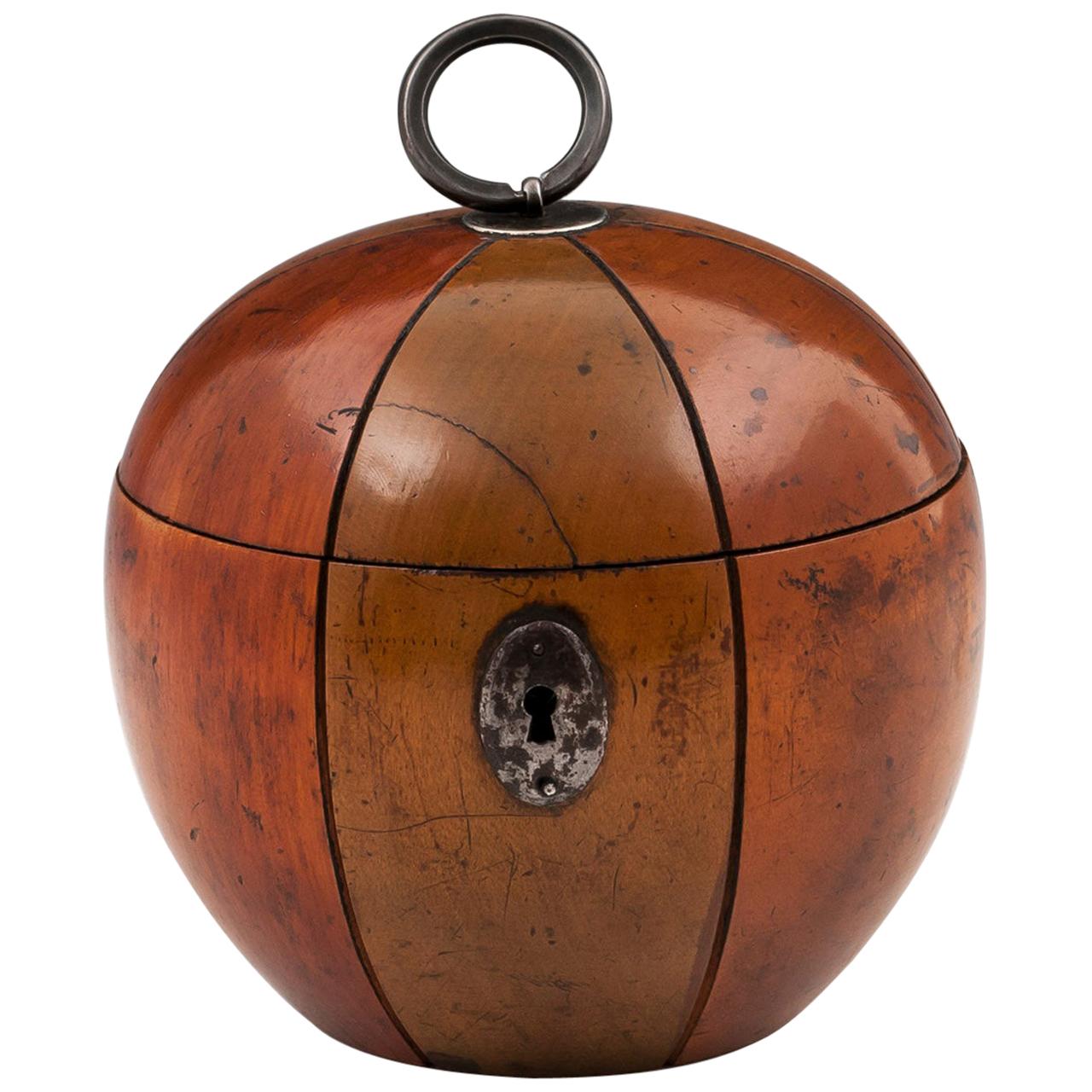 Unusual Melon Treen Tea Caddy 19th Century For Sale