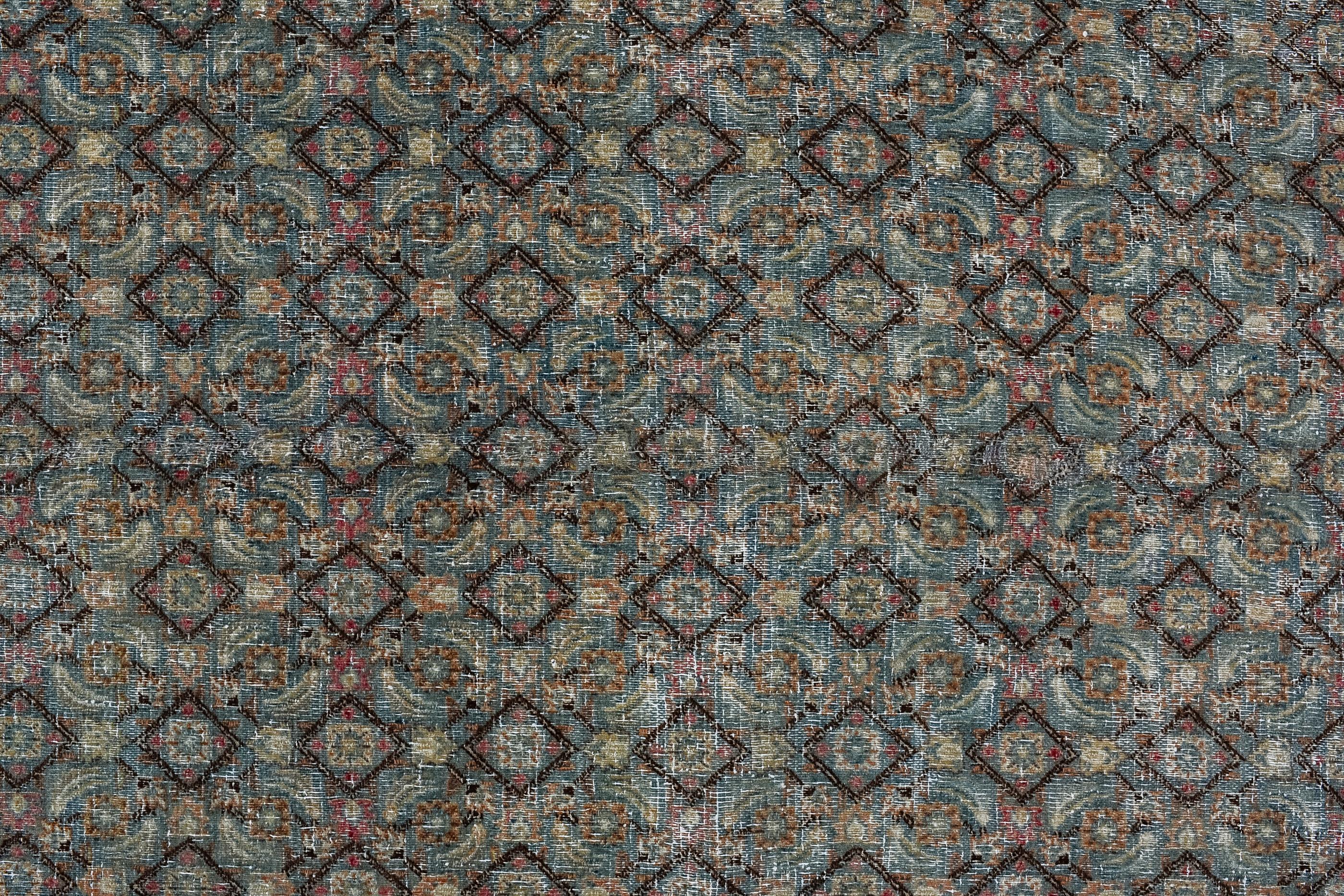 Hand-Knotted Unusual Meshed Rug with All Over Herati Design On a Dark Field  For Sale