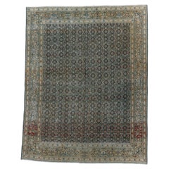Vintage Unusual Meshed Rug with All Over Herati Design On a Dark Field 
