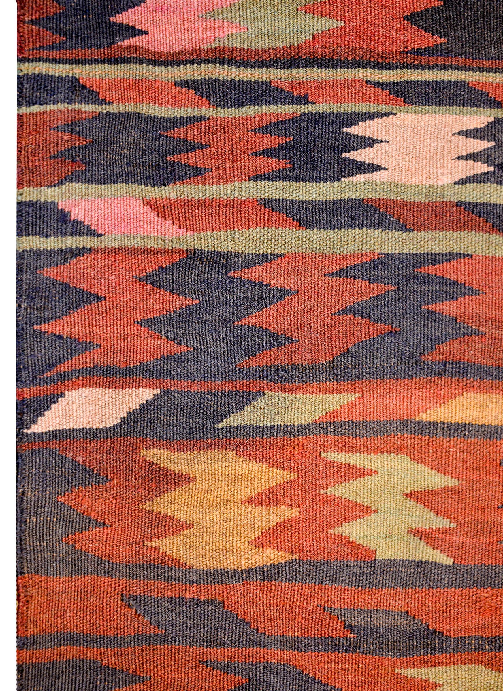 Wool Unusual Mid-20th Century Kirmanshah Kilim Rug