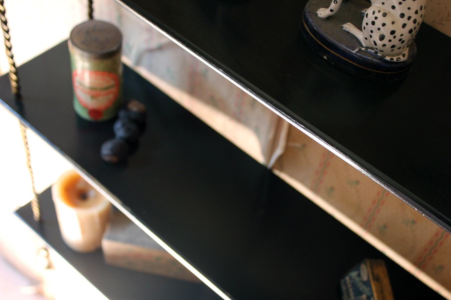 Unusual Mid-20thcentury Ebonized and Gilt-Metal Wall Shelf 4