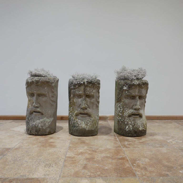 Unusual Midcentury Garden Face Urns or Planters at 1stDibs unusual