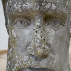 Unusual Midcentury Garden Face Urns or Planters