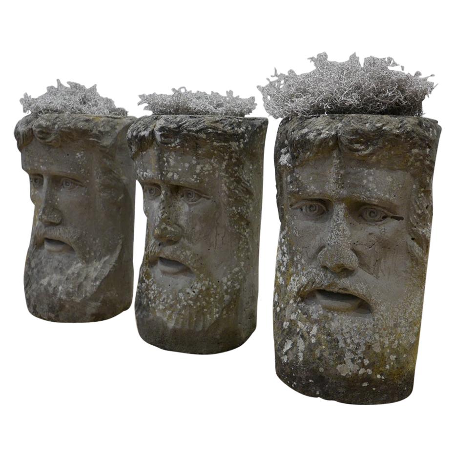 Unusual Midcentury Garden Face Urns or Planters at 1stDibs unusual