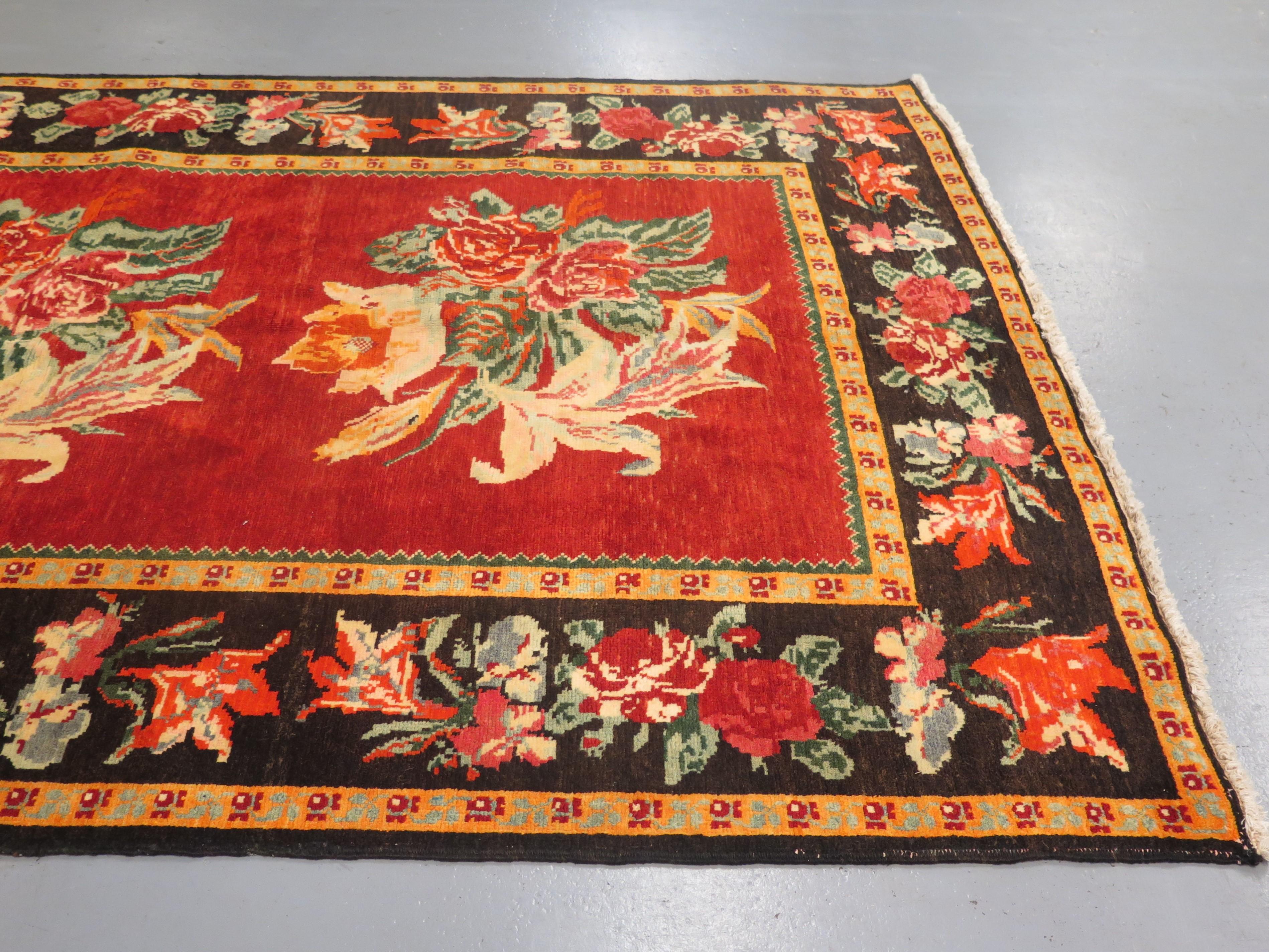Vegetable Dyed Unusual Mid-Century Karabagh Accent Rug For Sale