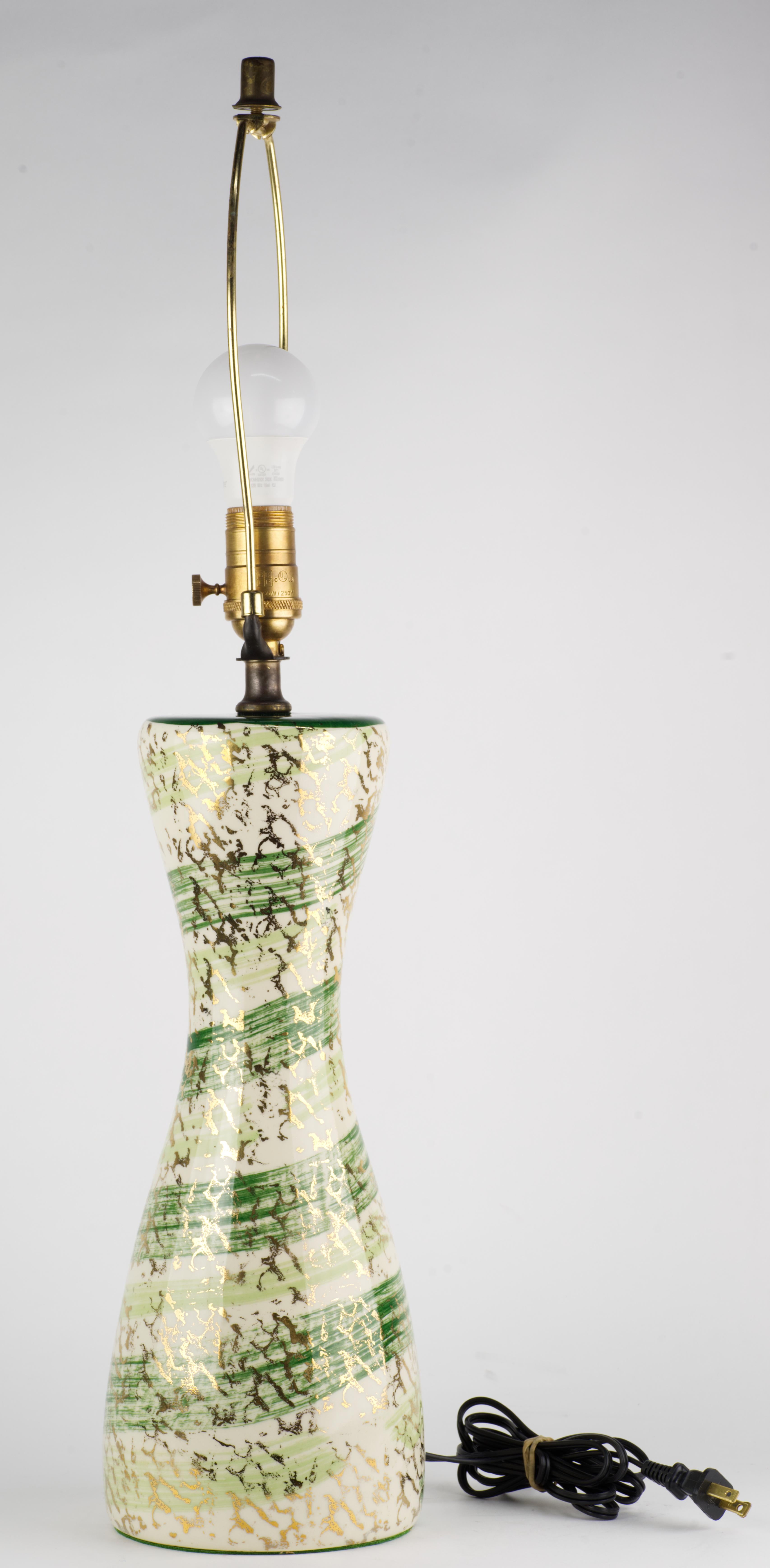 Mid-Century Modern Unusual Mid Century Modern Gold Splatter Ceramic Table Lamp For Sale