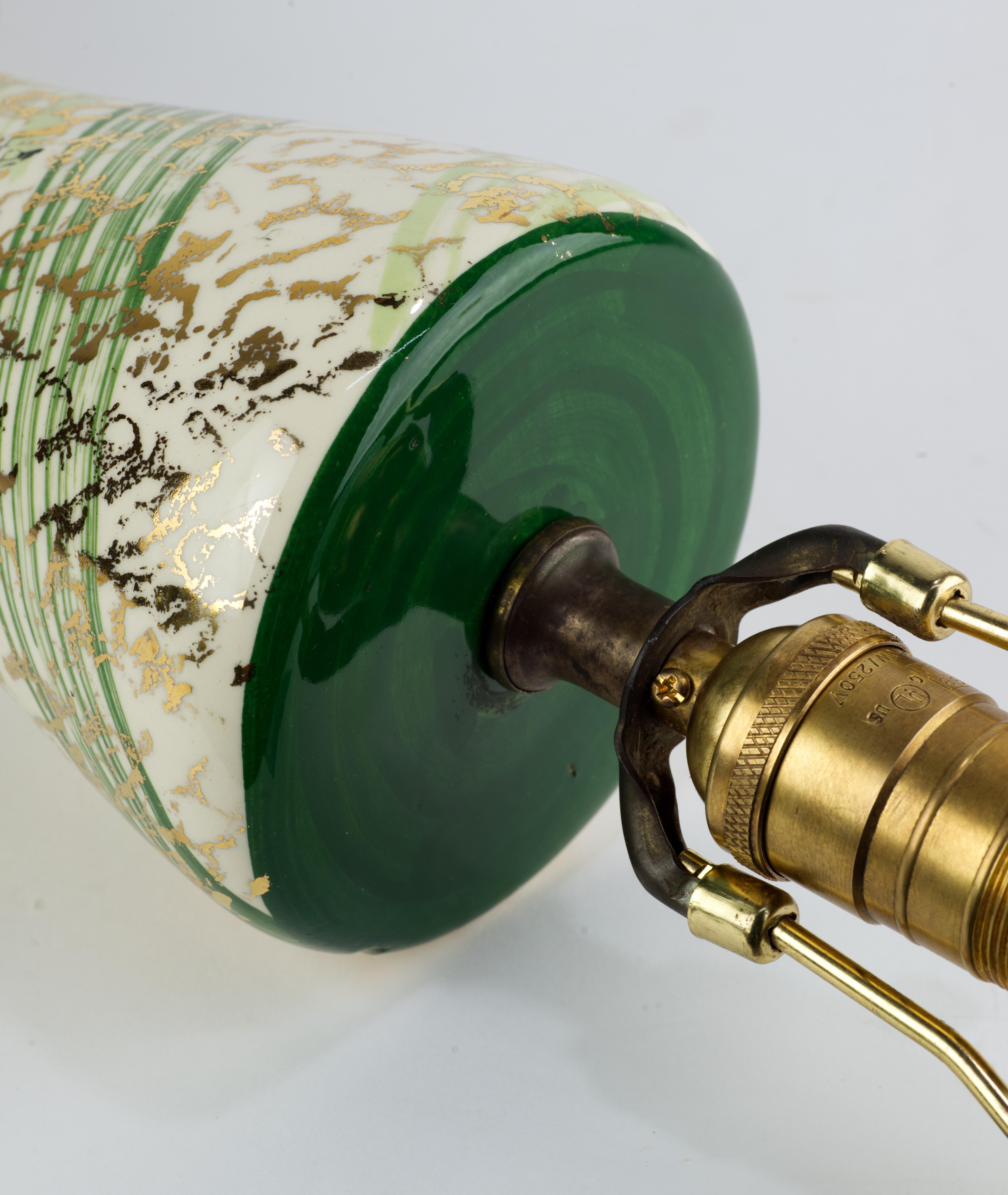 Unusual Mid Century Modern Gold Splatter Ceramic Table Lamp For Sale 1