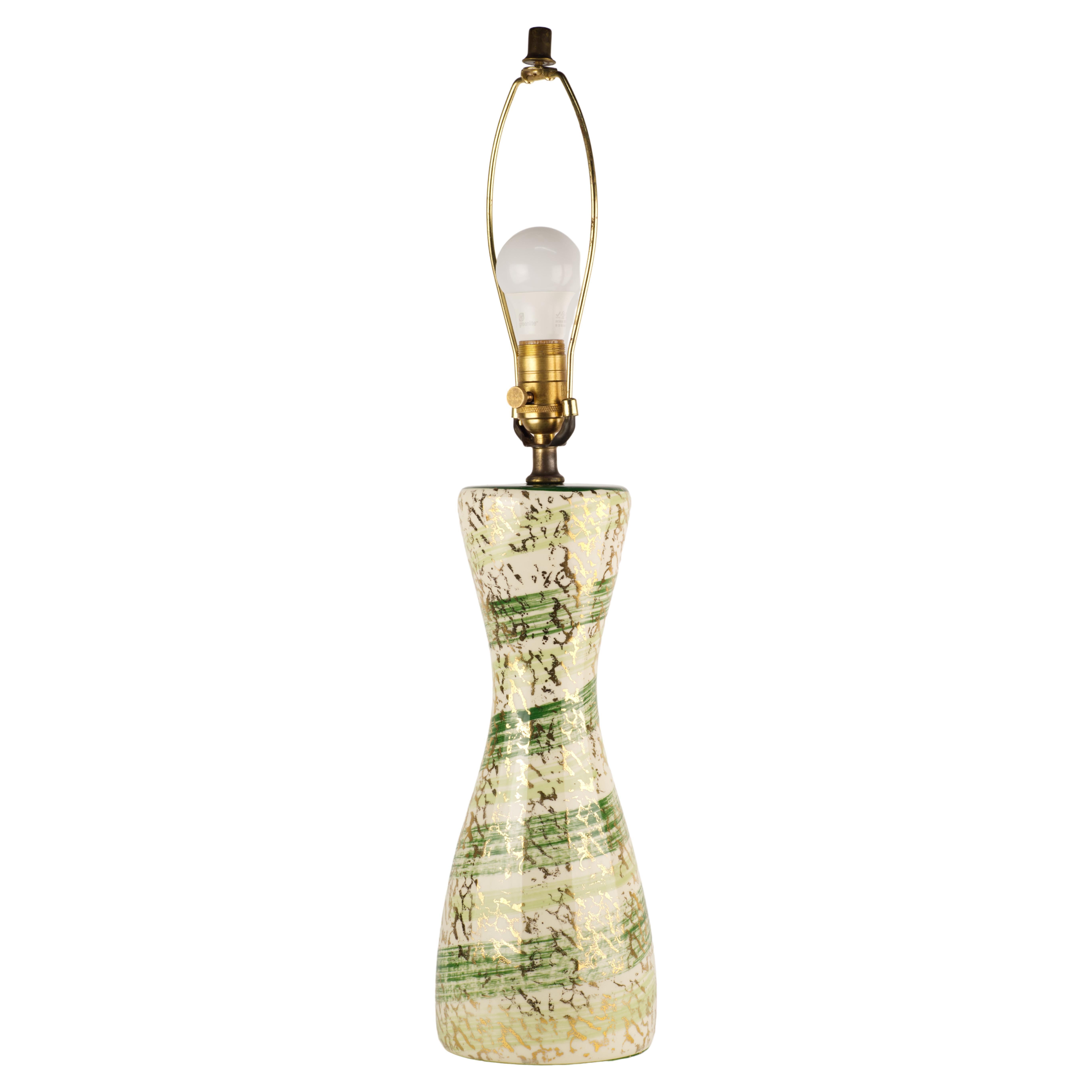 Unusual Mid Century Modern Gold Splatter Ceramic Table Lamp For Sale