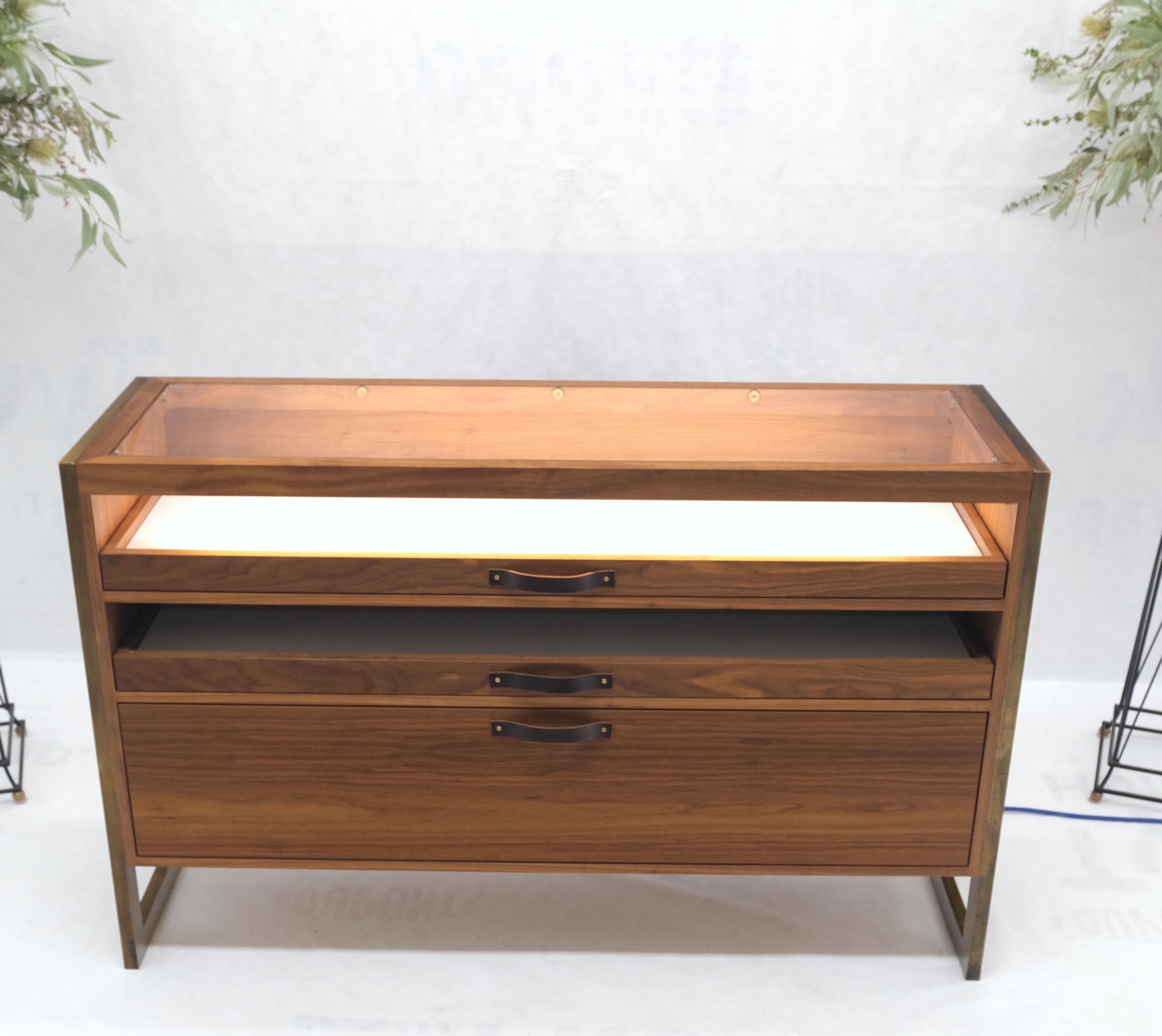 Unusual Mid-Century Modern Solid Walnut Console Sofa Table with Drawers Mint! For Sale 5