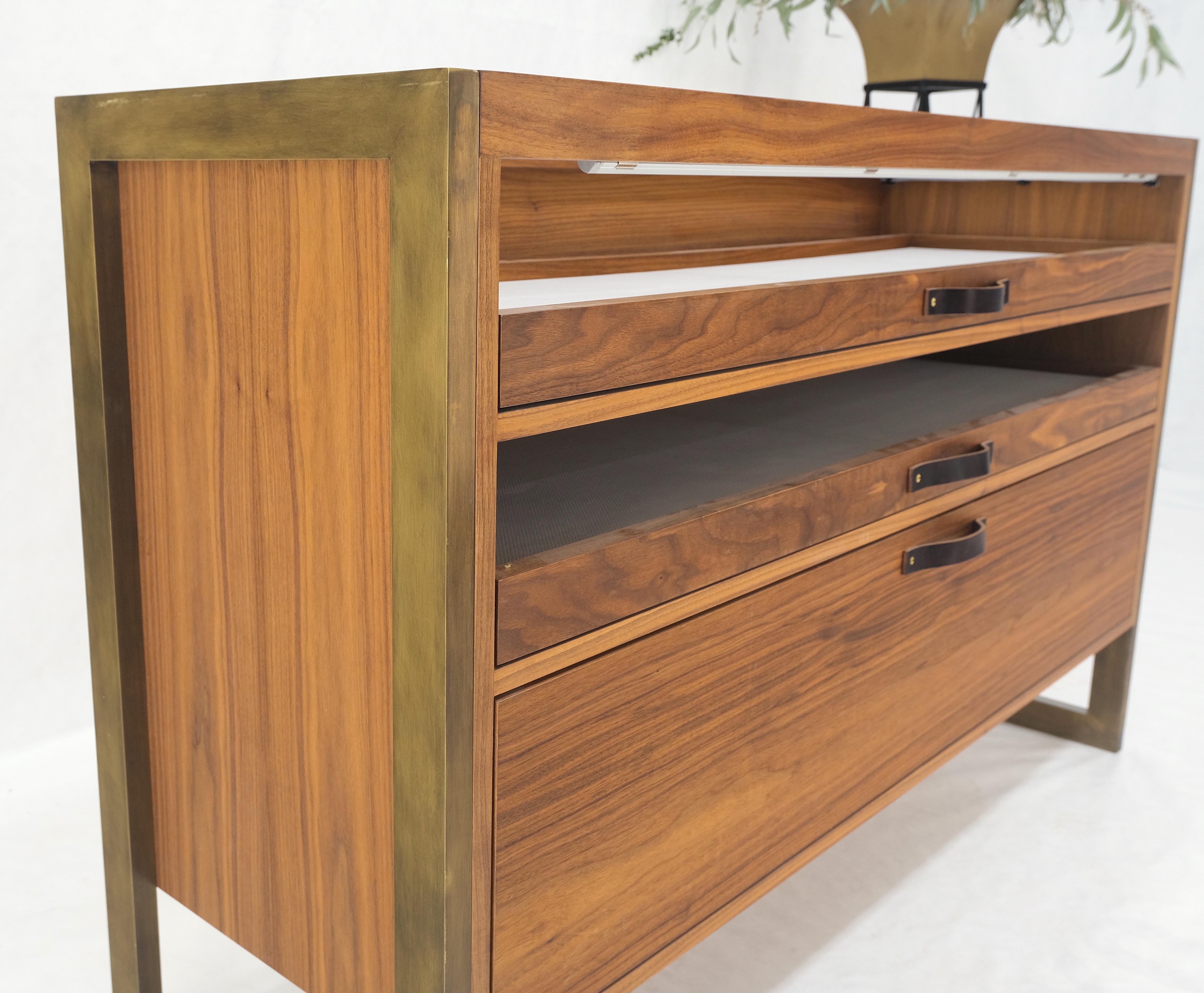 Unusual Mid-Century Modern Solid Walnut Console Sofa Table with Drawers Mint! For Sale 11