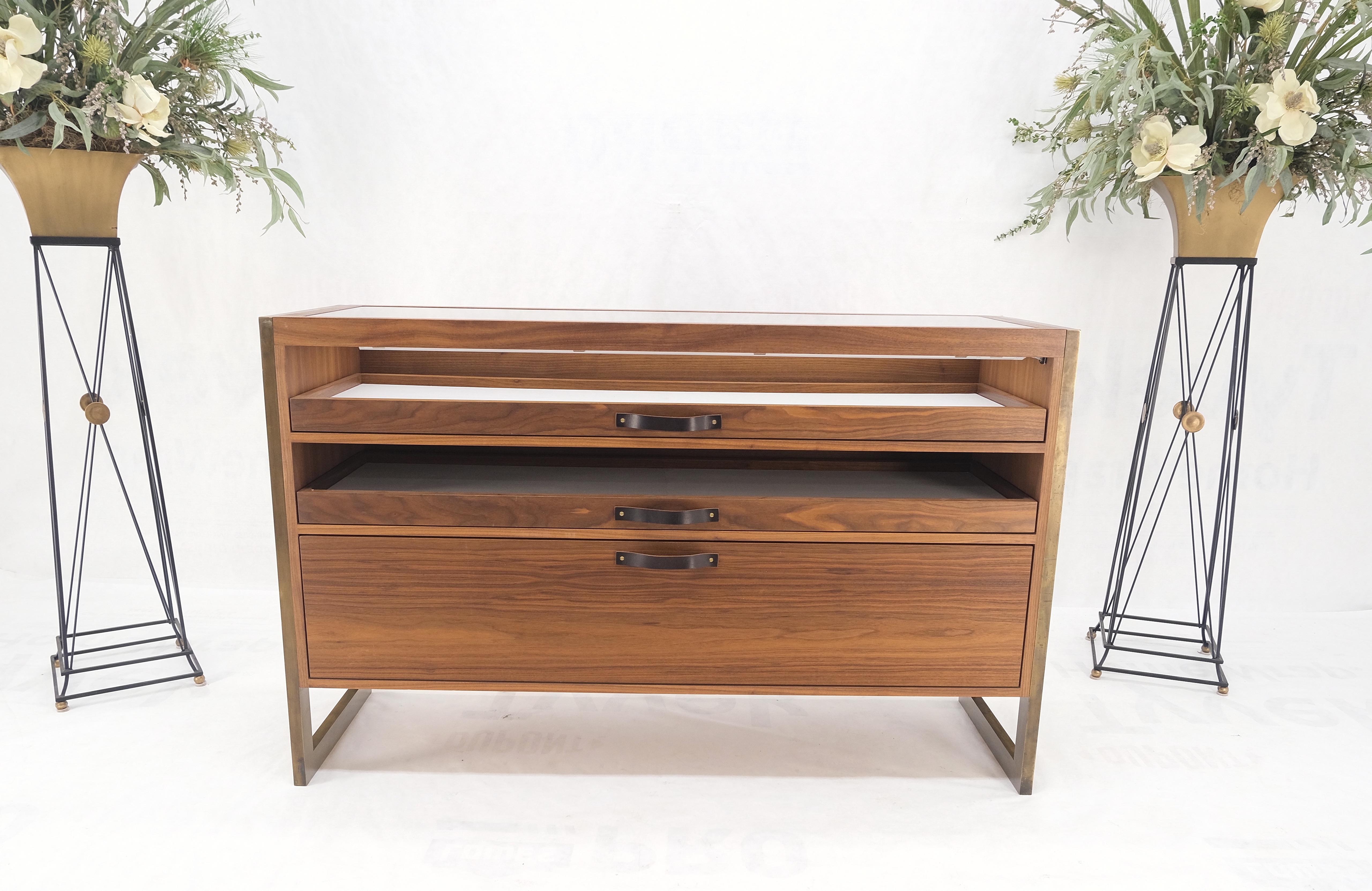 Unusual Mid-Century Modern Solid Walnut Console Sofa Table with Drawers MINT!
