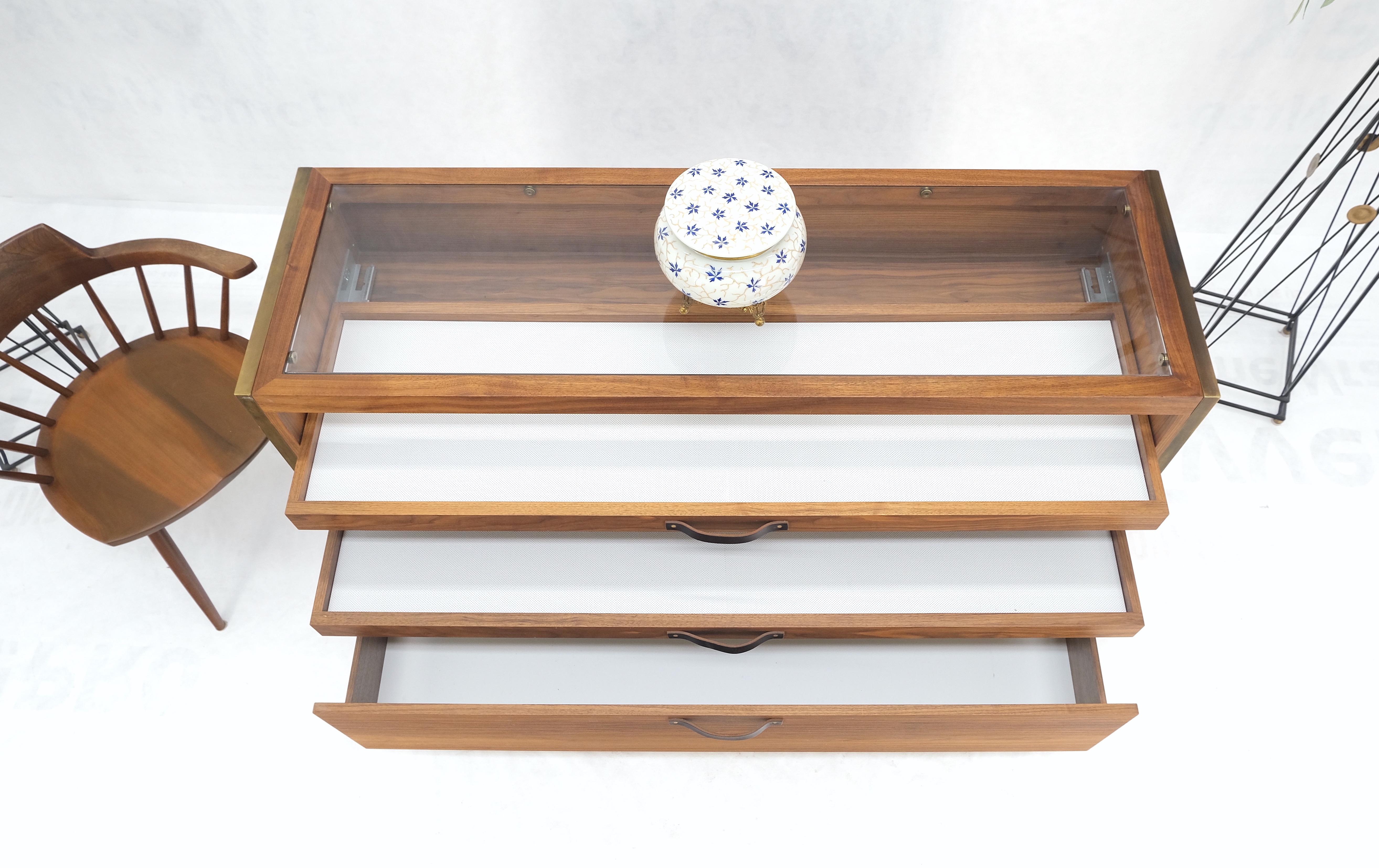 American Unusual Mid-Century Modern Solid Walnut Console Sofa Table with Drawers Mint! For Sale