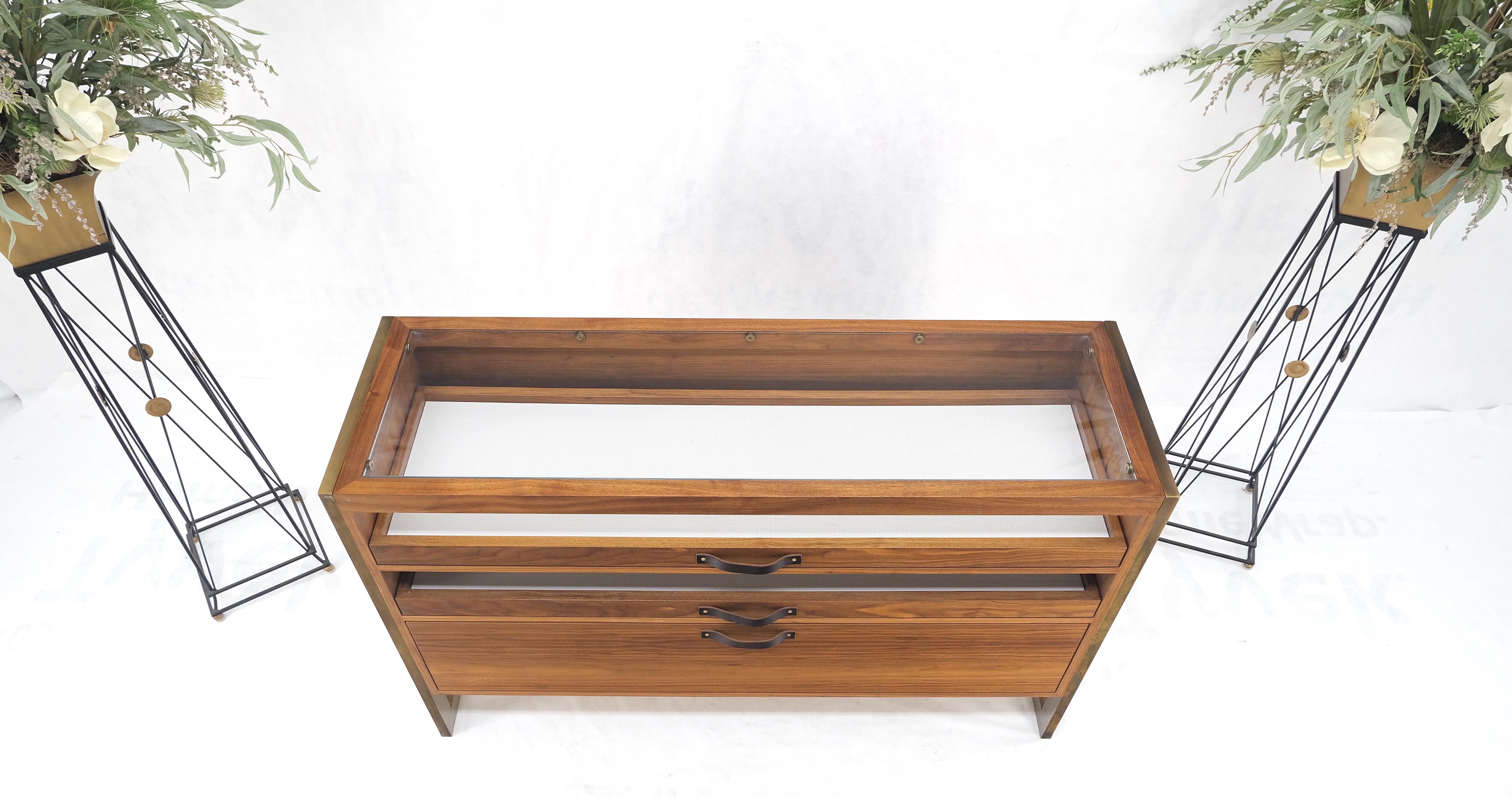 Lacquered Unusual Mid-Century Modern Solid Walnut Console Sofa Table with Drawers Mint! For Sale