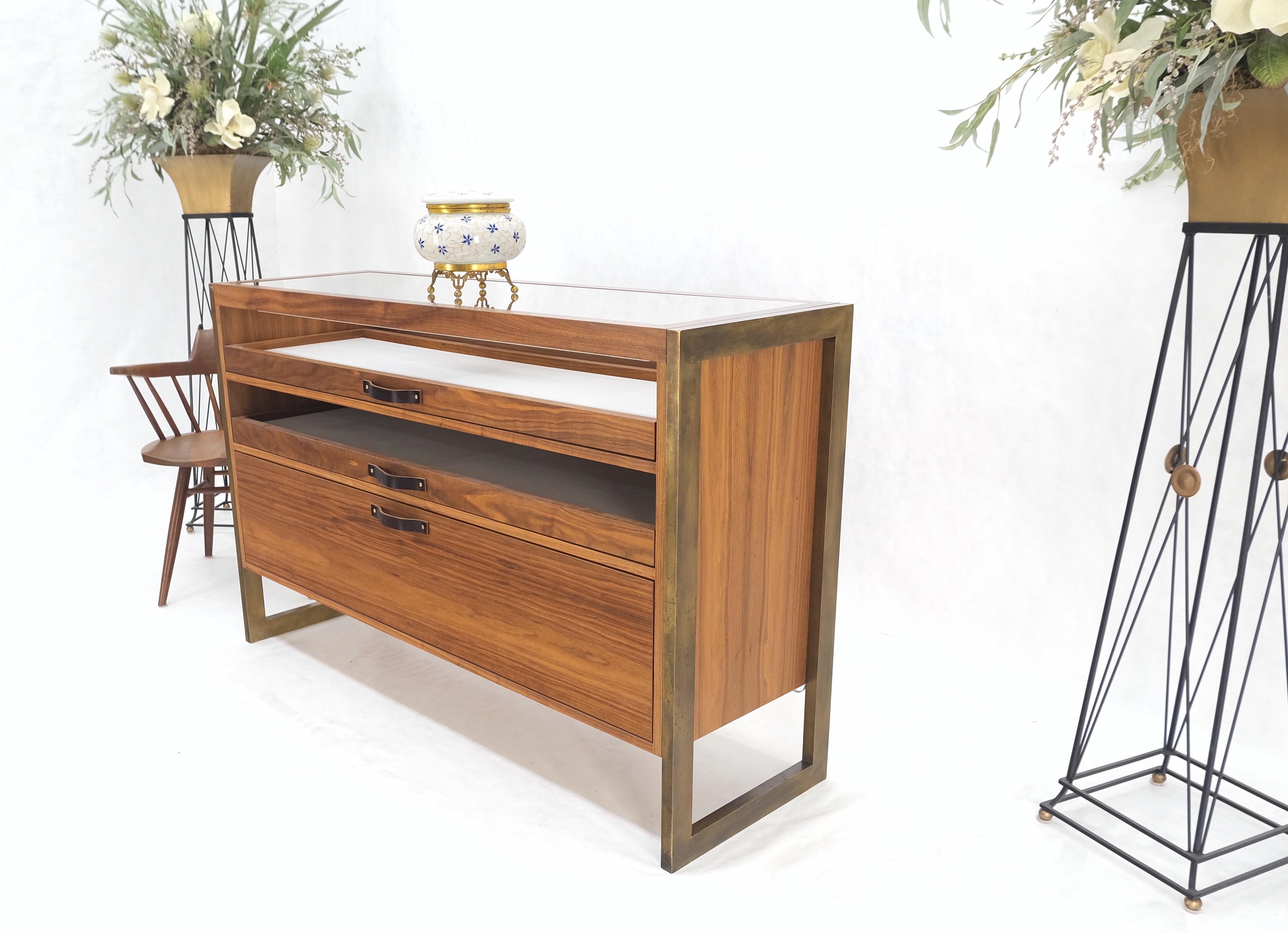 20th Century Unusual Mid-Century Modern Solid Walnut Console Sofa Table with Drawers Mint! For Sale