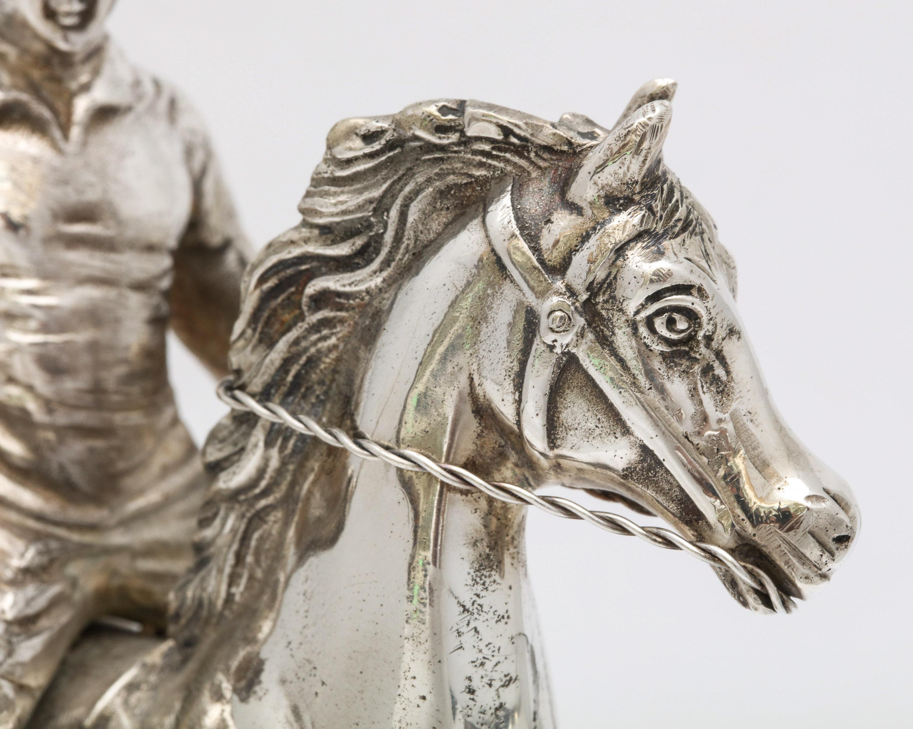 Unusual Mid-Century Modern Sterling Silver Statuette of a Polo Player on a Horse 8