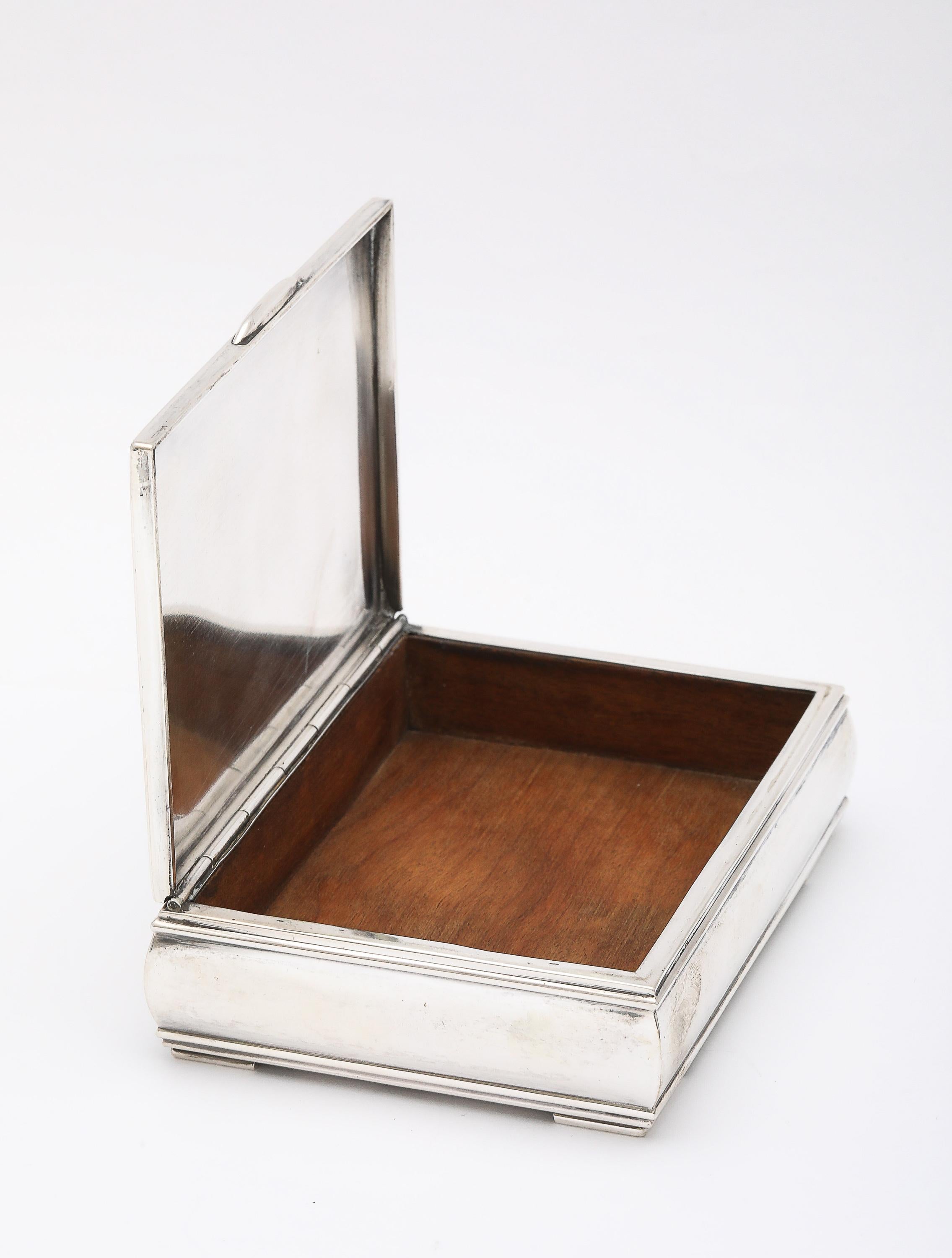 Unusual Mid-Century Modern Sterling Silver Table Box With Hinged Lid For Sale 5