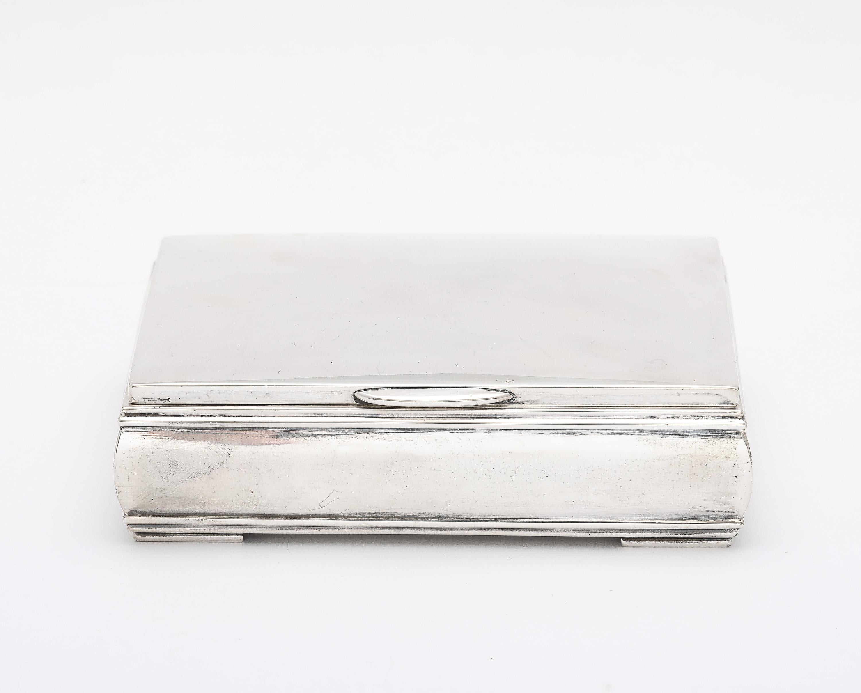American Unusual Mid-Century Modern Sterling Silver Table Box With Hinged Lid For Sale