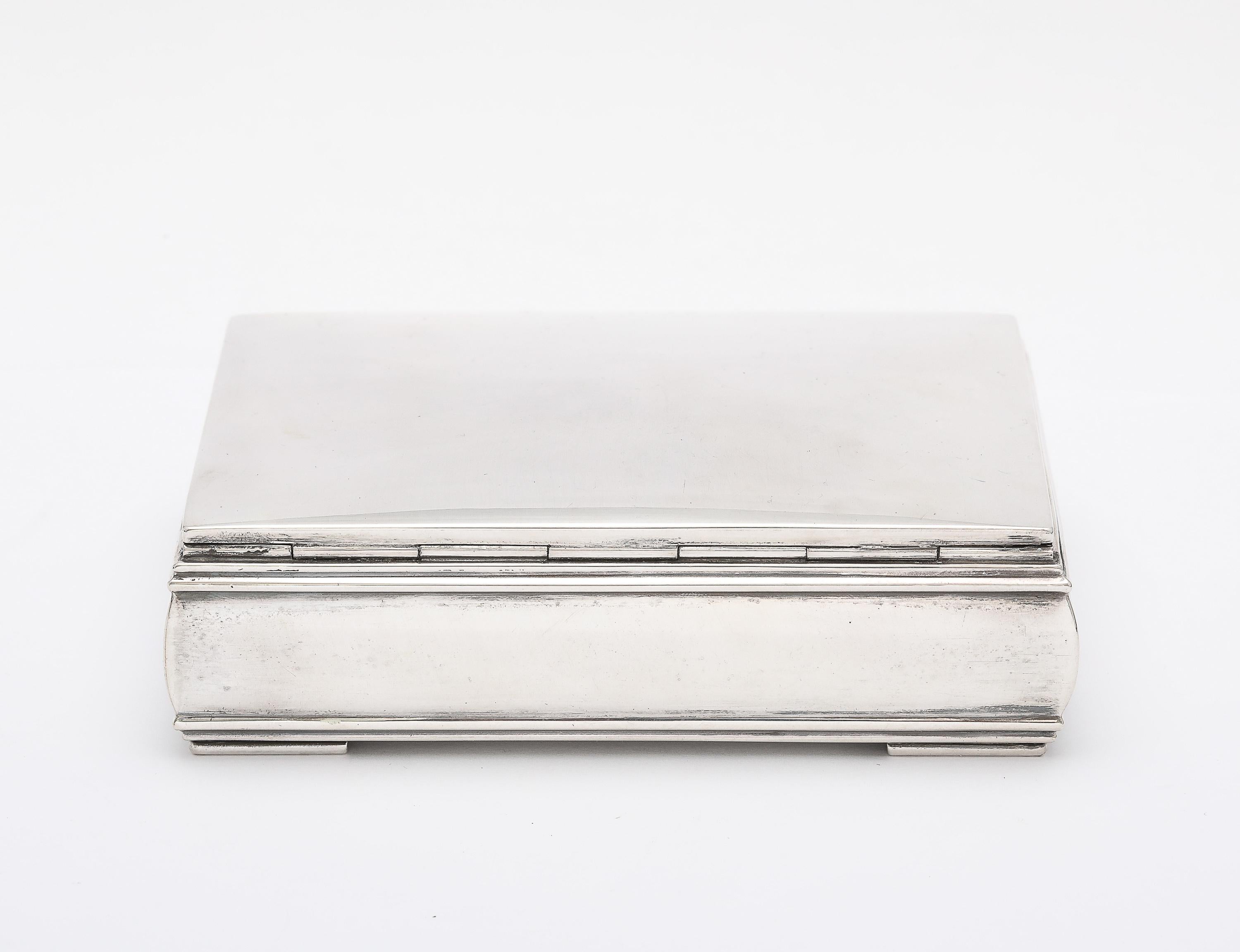 Mid-20th Century Unusual Mid-Century Modern Sterling Silver Table Box With Hinged Lid For Sale