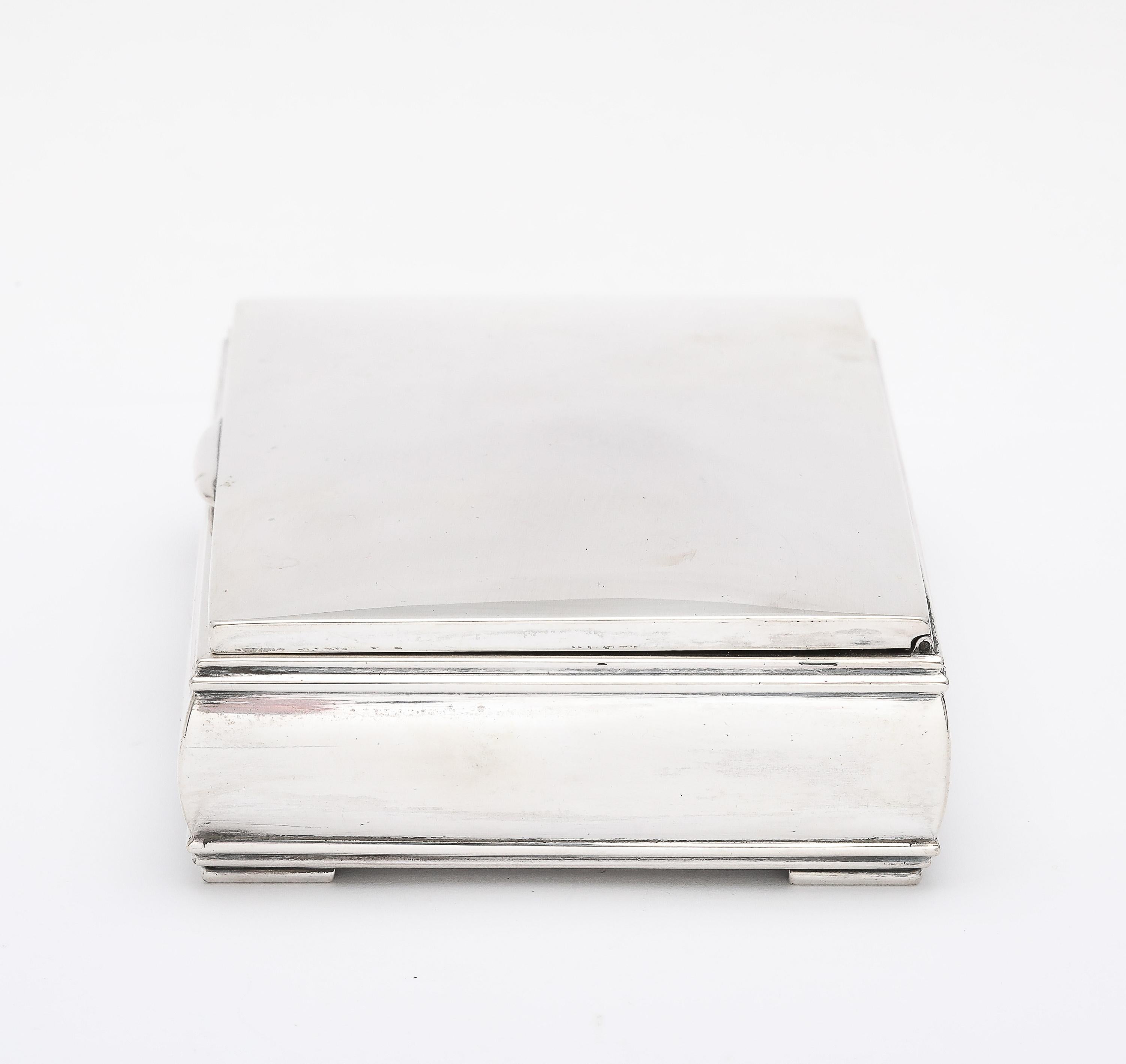 Unusual Mid-Century Modern Sterling Silver Table Box With Hinged Lid For Sale 1