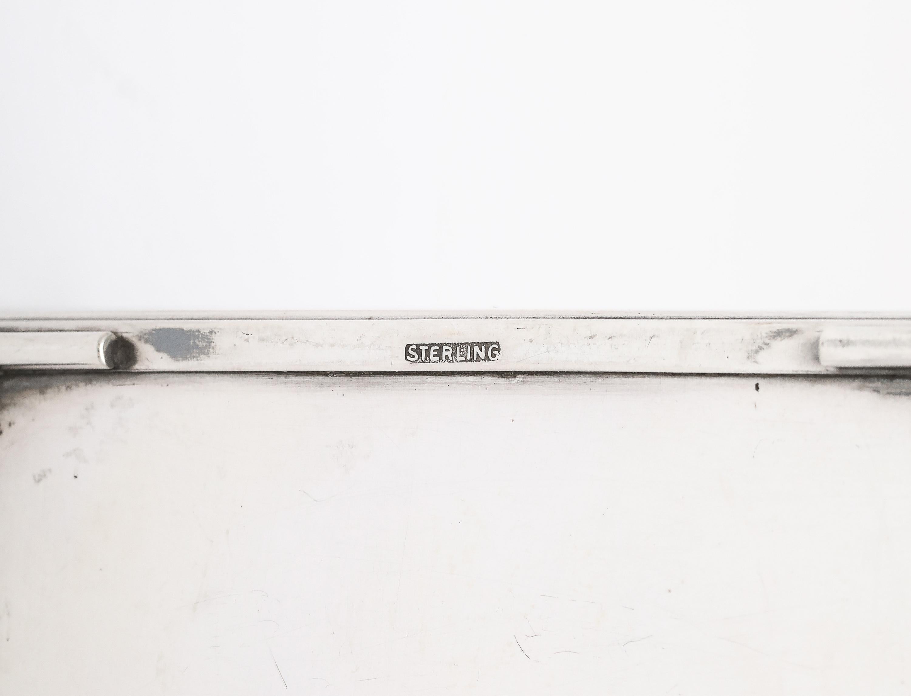 Unusual Mid-Century Modern Sterling Silver Table Box With Hinged Lid For Sale 3