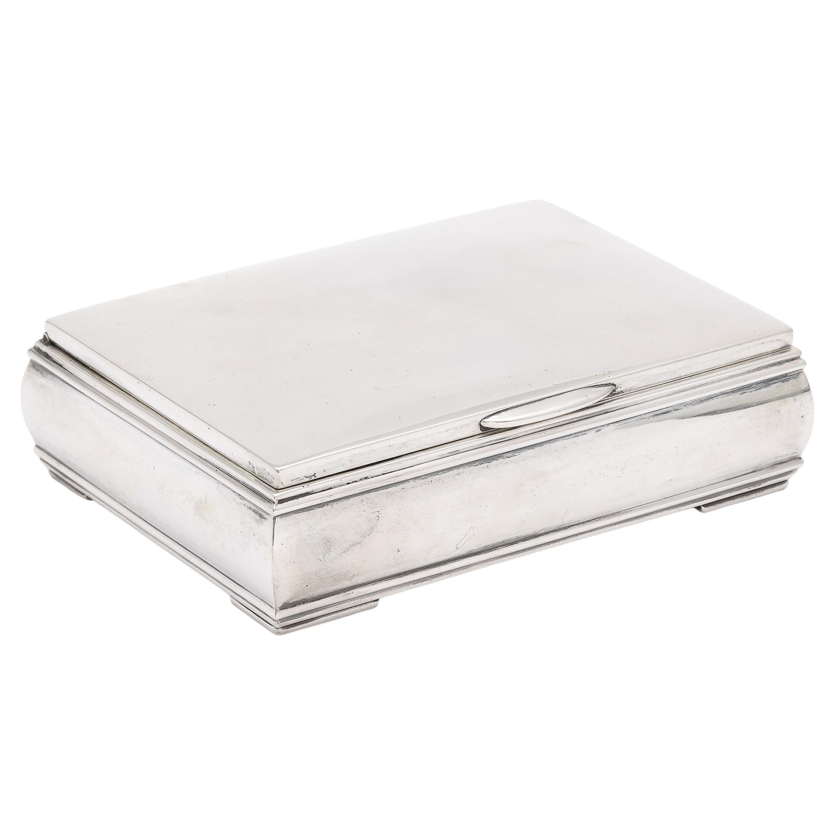 Unusual Mid-Century Modern Sterling Silver Table Box With Hinged Lid For Sale