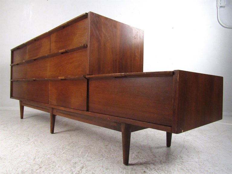 Unusual MidCentury Modern Walnut "L" Shaped Dresser at 1stDibs l