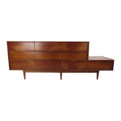 Unusual Mid-Century Modern Walnut "L" Shaped Dresser