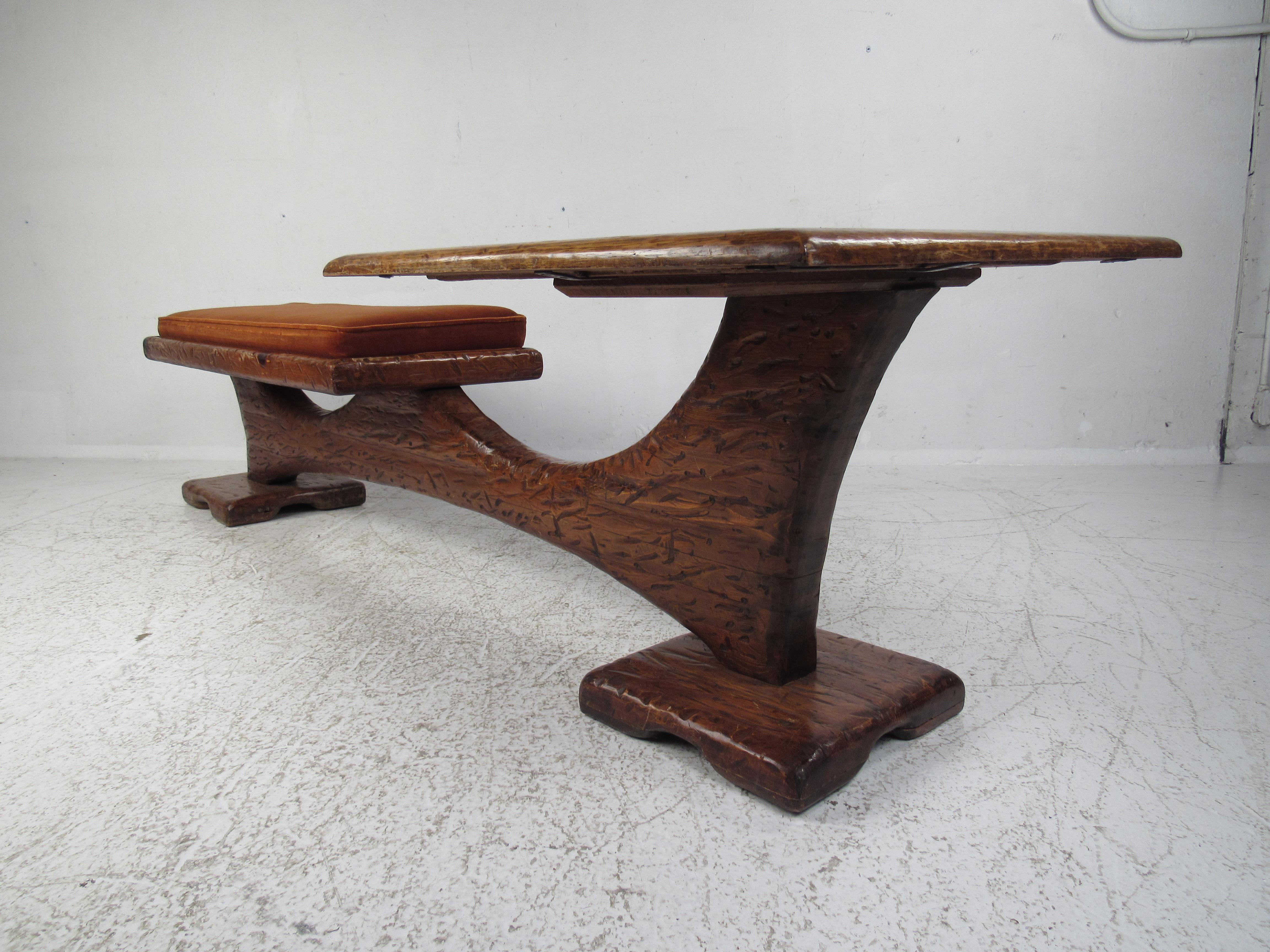 Mid-Century Modern Witco Style Bench and Table In Good Condition For Sale In Brooklyn, NY