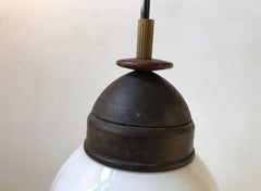 Unusual Midcentury Pendant Lamp with Rosewood Rattle, Denmark, 1950s
