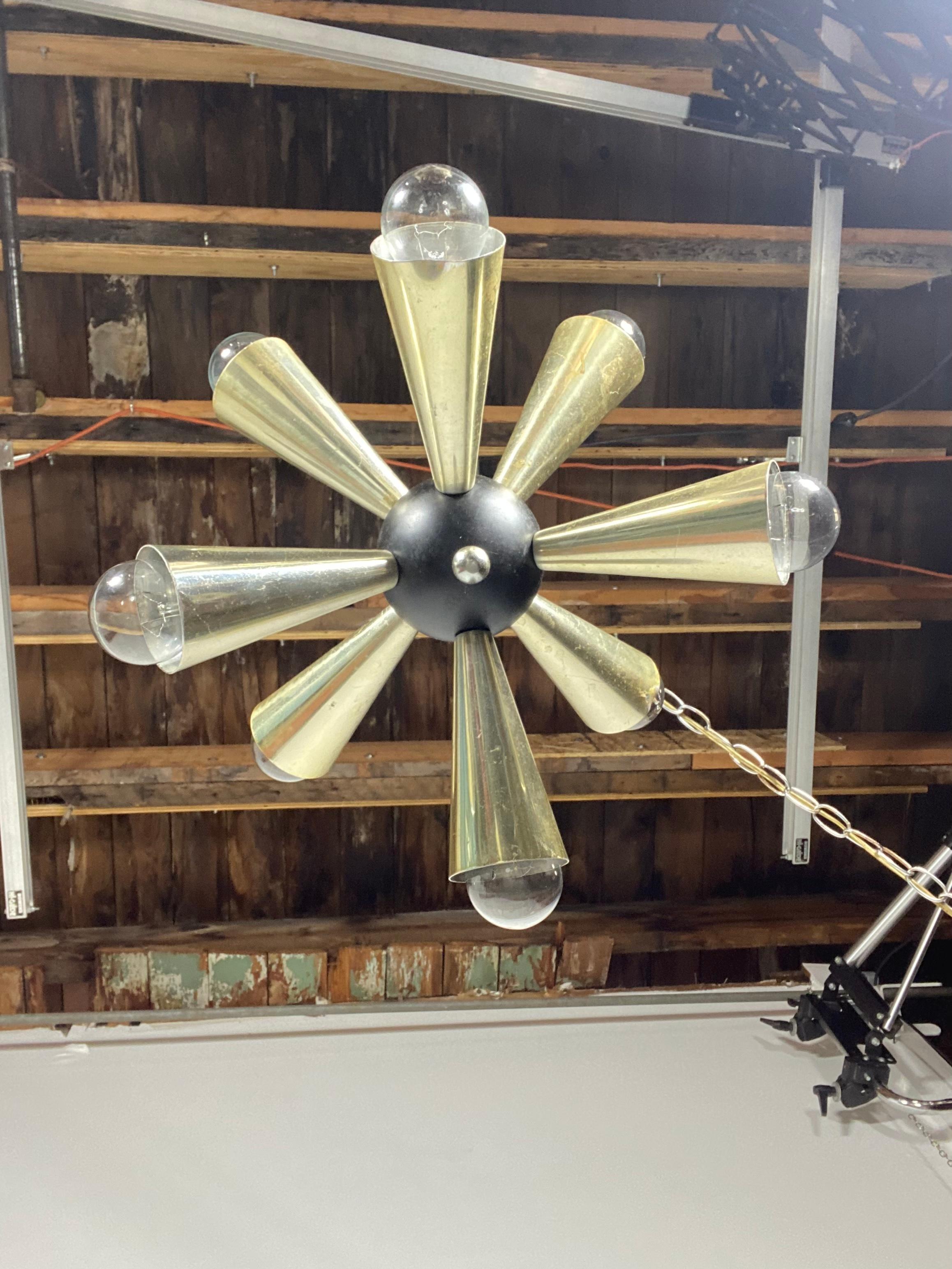 Unknown Unusual Mid Century Trumpet Sputnilk Hanging Pendant Chandelier For Sale