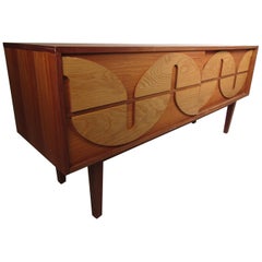 Unusual Midcentury Two-Tone Sliding Door Credenza
