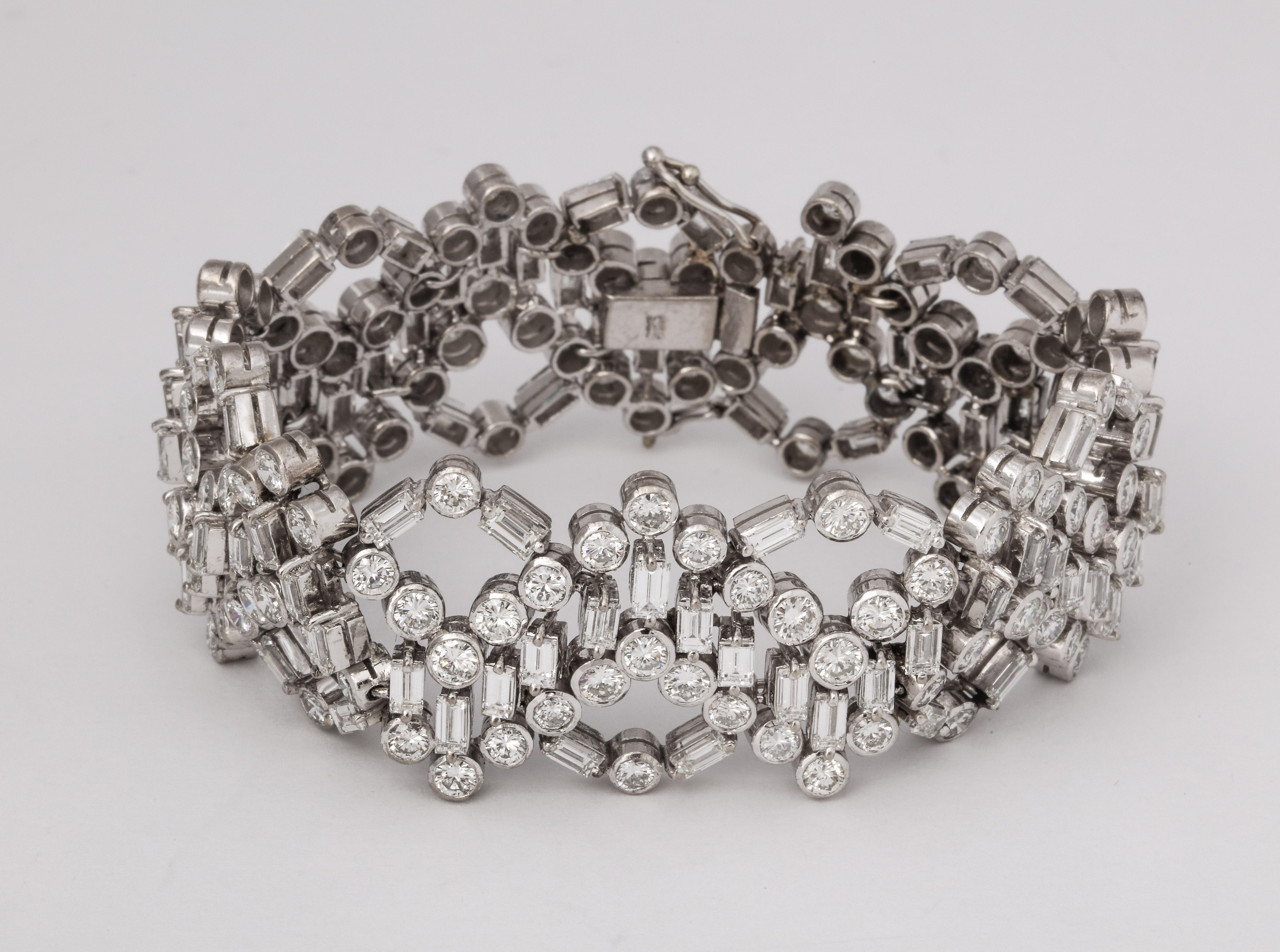 Women's Unusual Midcentury Geometric Diamond Bracelet For Sale