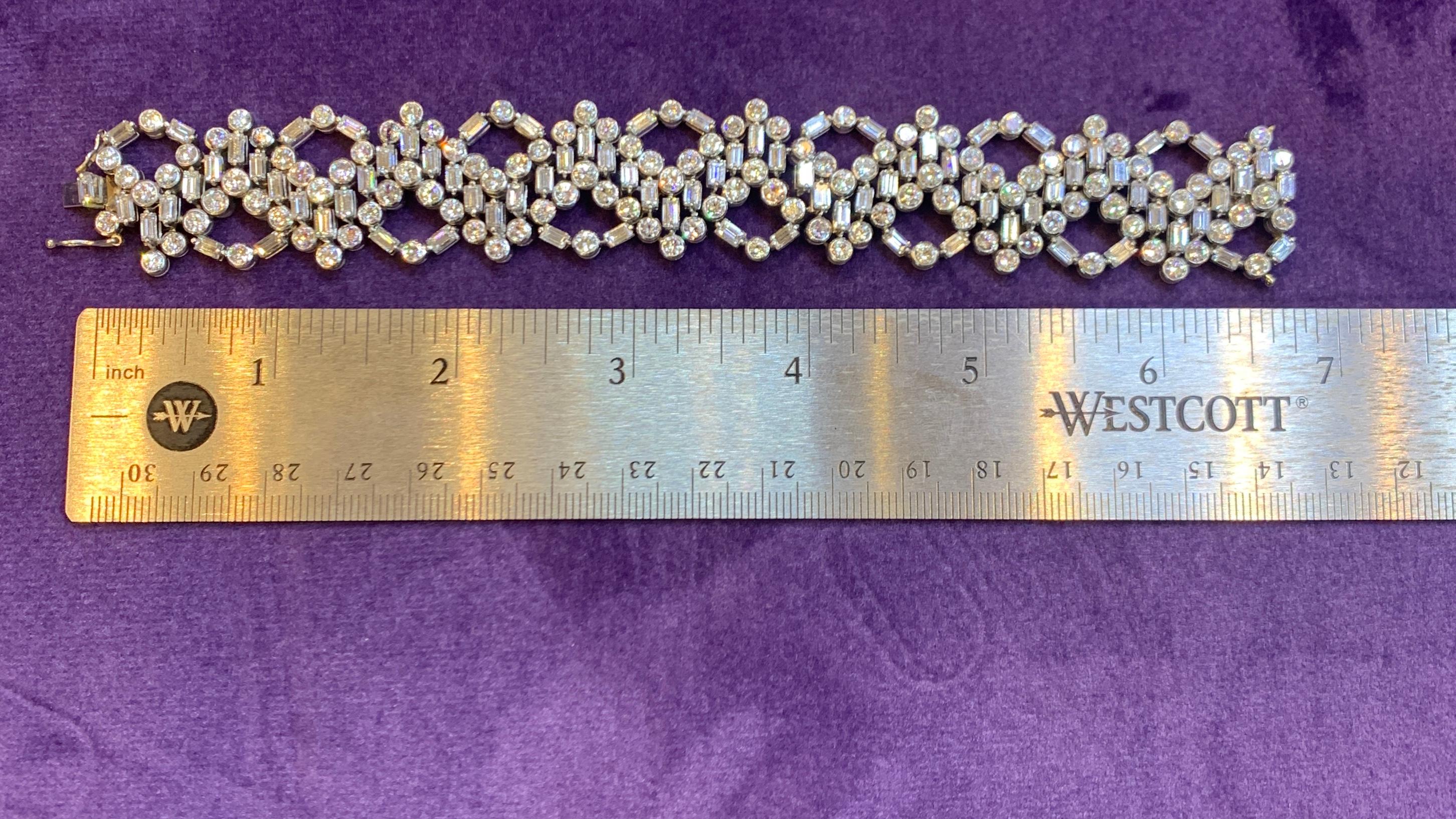 Unusual Midcentury Geometric Diamond Bracelet For Sale 1