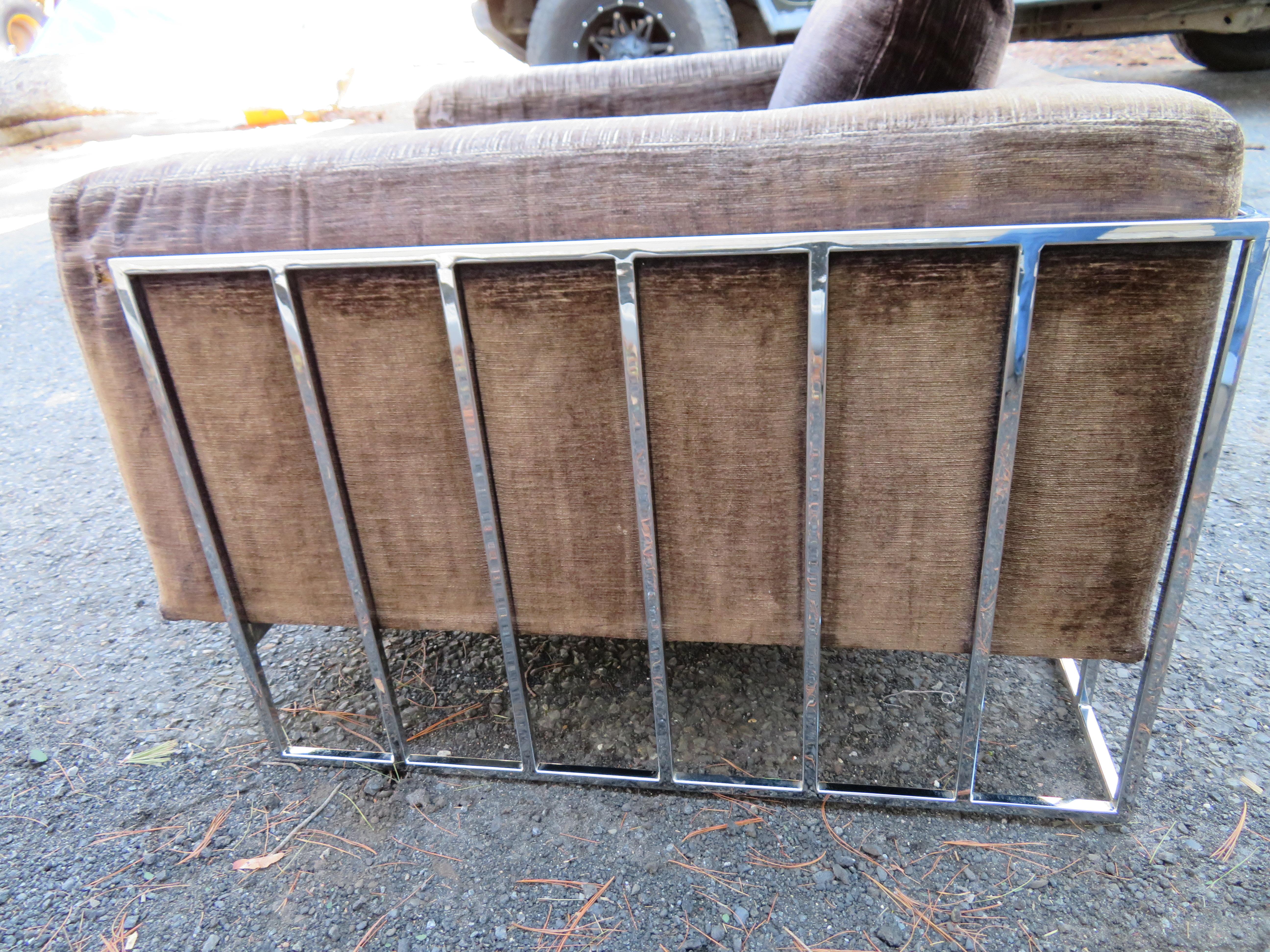 Late 20th Century Unusual Milo Baughman Chrome Cube Cage Lounge Chair Mid-Century Modern For Sale