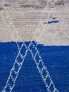 Unusual minimalist indigo Beni M'Guild carpet curated by Breuckelen Berber