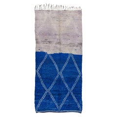 Unusual minimalist indigo Beni M'Guild carpet curated by Breuckelen Berber