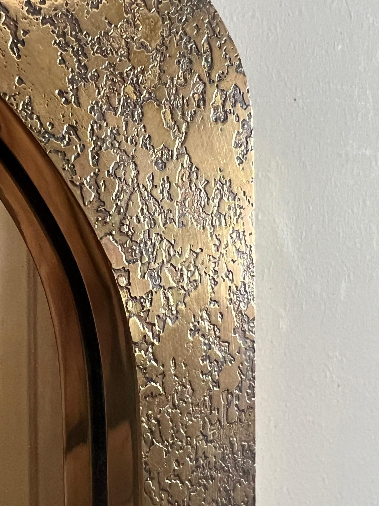 Unusual Mirror with Etched Brass Decoration In Good Condition In St.Petersburg, FL