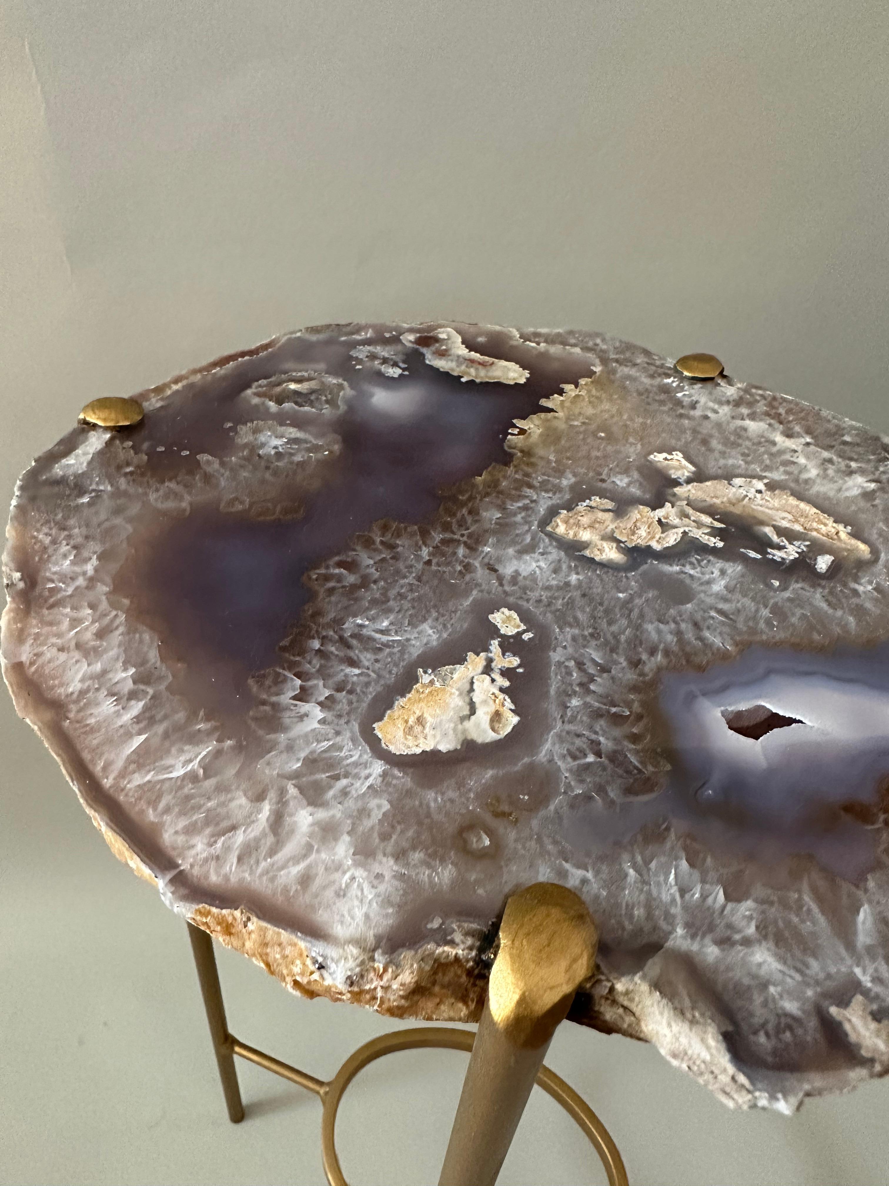 American Unusual Modern Handcrafted Geode Drinks Table For Sale