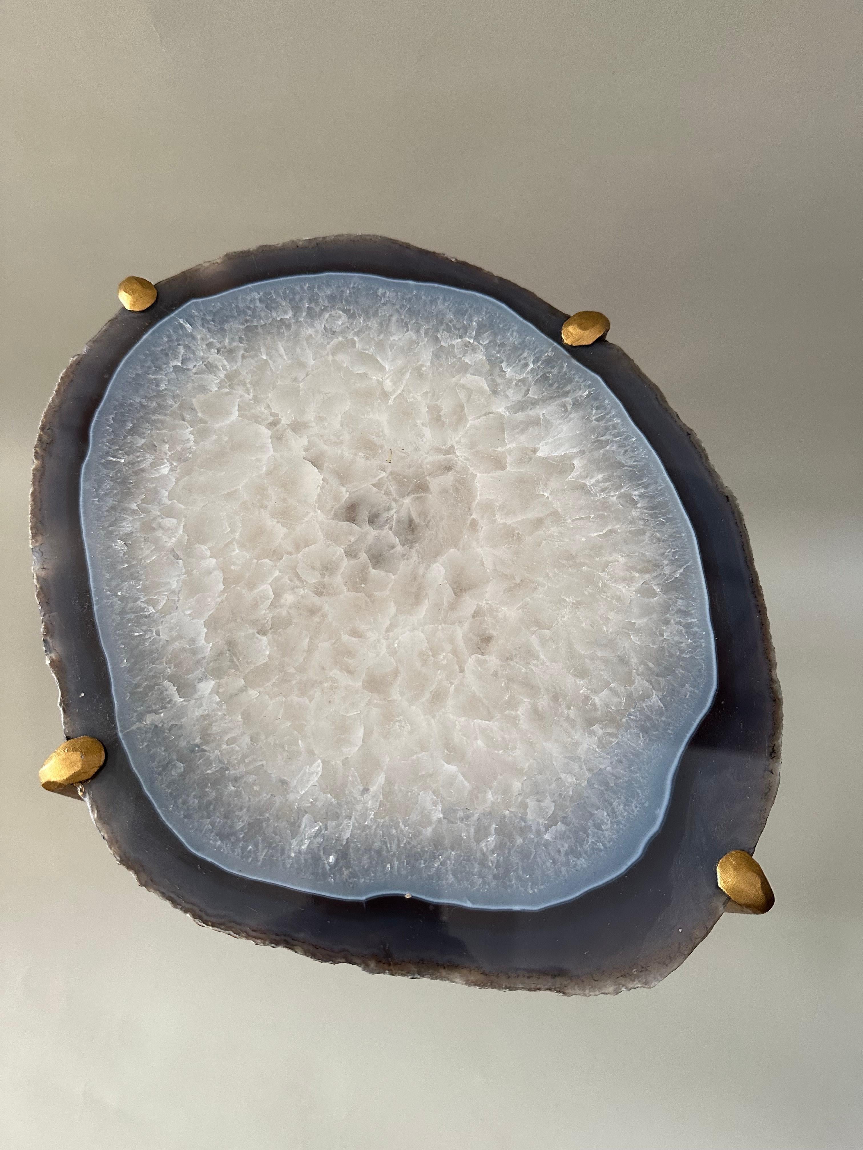 Gilt Unusual Modern Handcrafted Geode Drinks Table For Sale