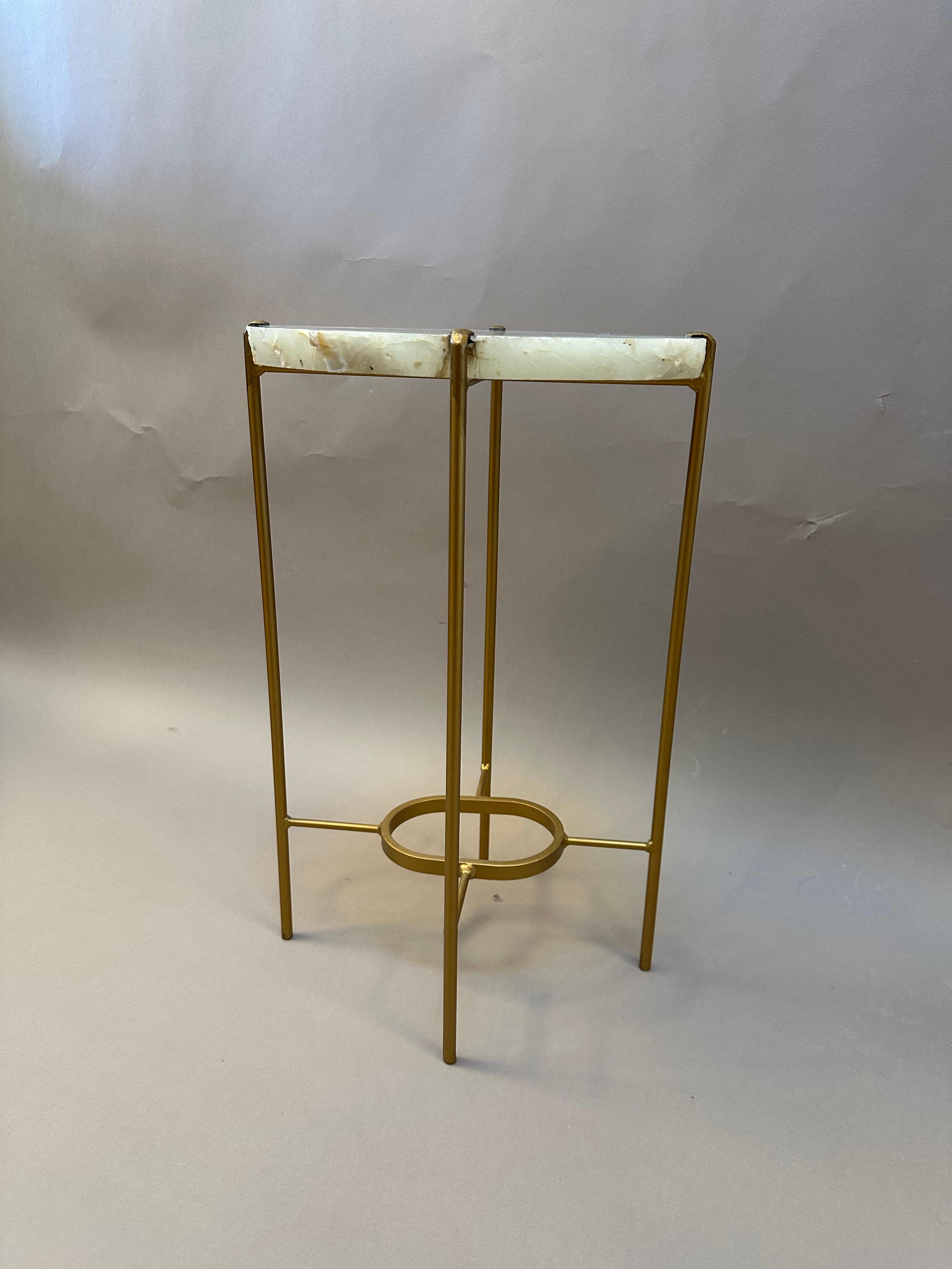 Gilt Unusual Modern Handcrafted Geode Drinks Table For Sale