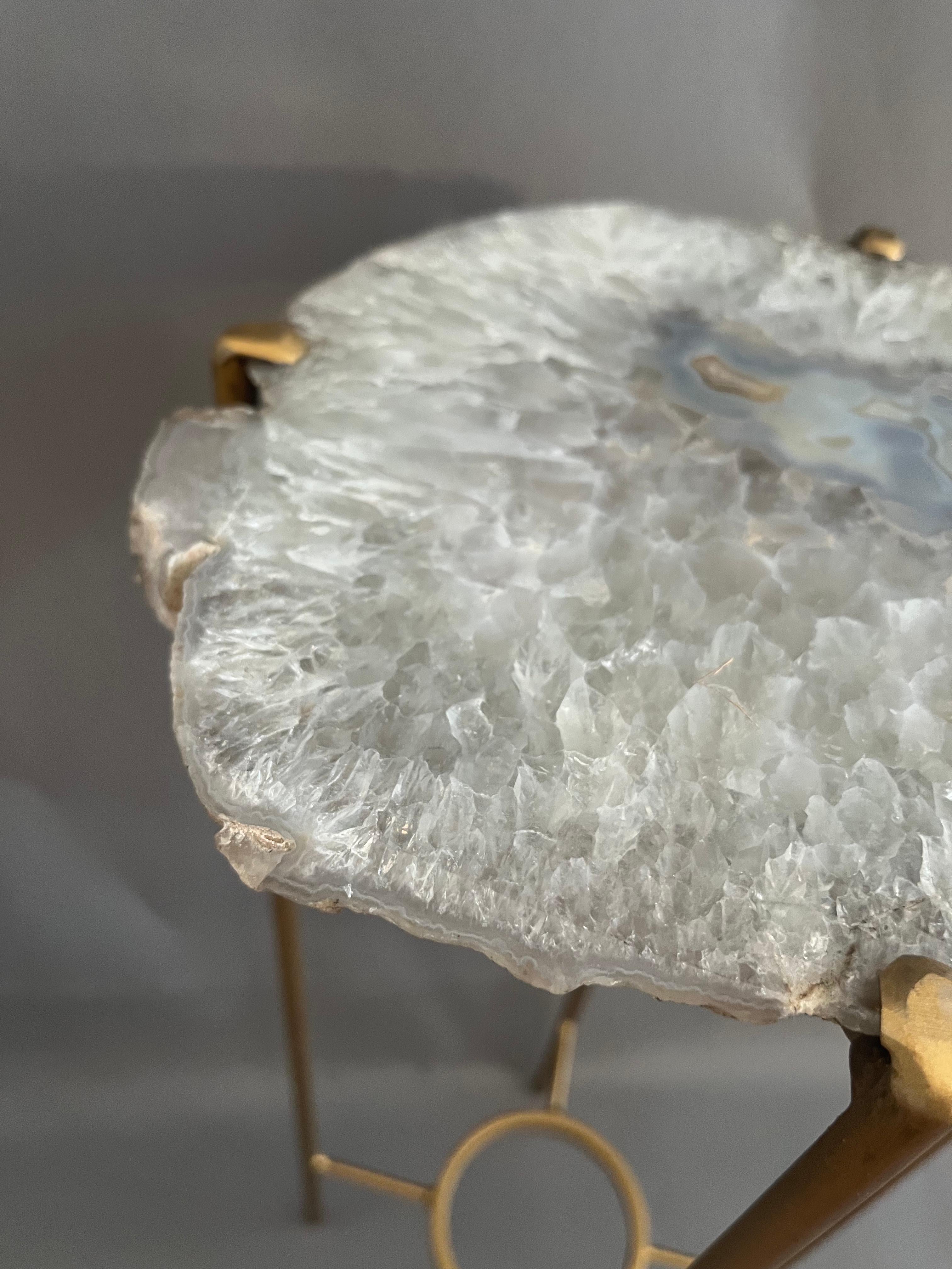 Gilt Unusual Modern Handcrafted Geode Drinks Table